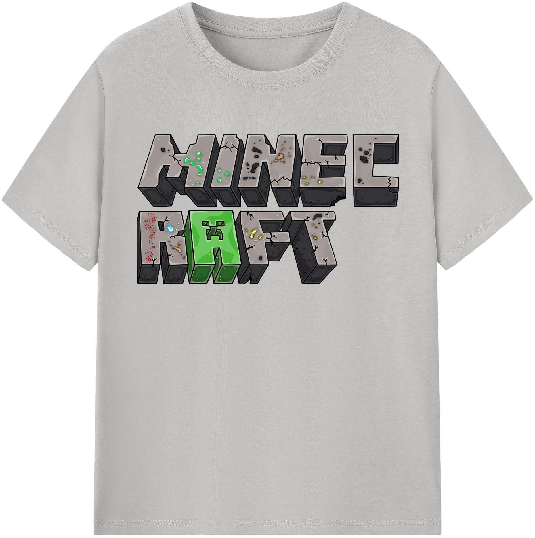 （画像用） マインクラフト ブロックの世界 Minecraft MC Block world 綿100％半袖Tシャツ（フロントプリント）