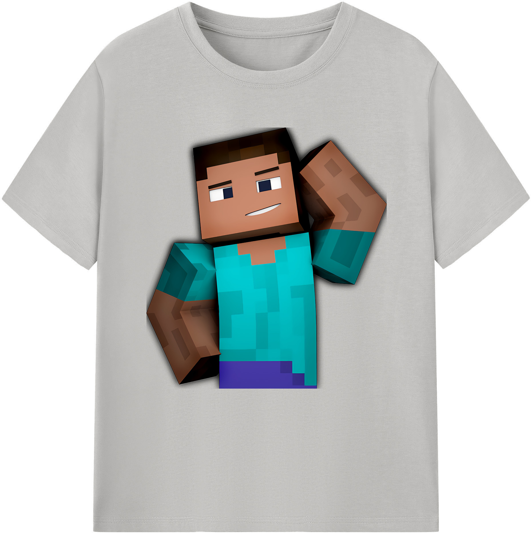 （画像用） マインクラフト ブロックの世界 Minecraft MC Block world 綿100％半袖Tシャツ（フロントプリント）