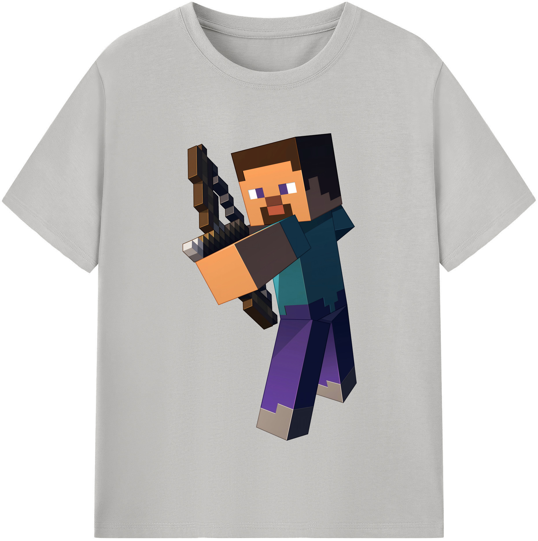 （画像用） マインクラフト ブロックの世界 Minecraft MC Block world 綿100％半袖Tシャツ（フロントプリント）