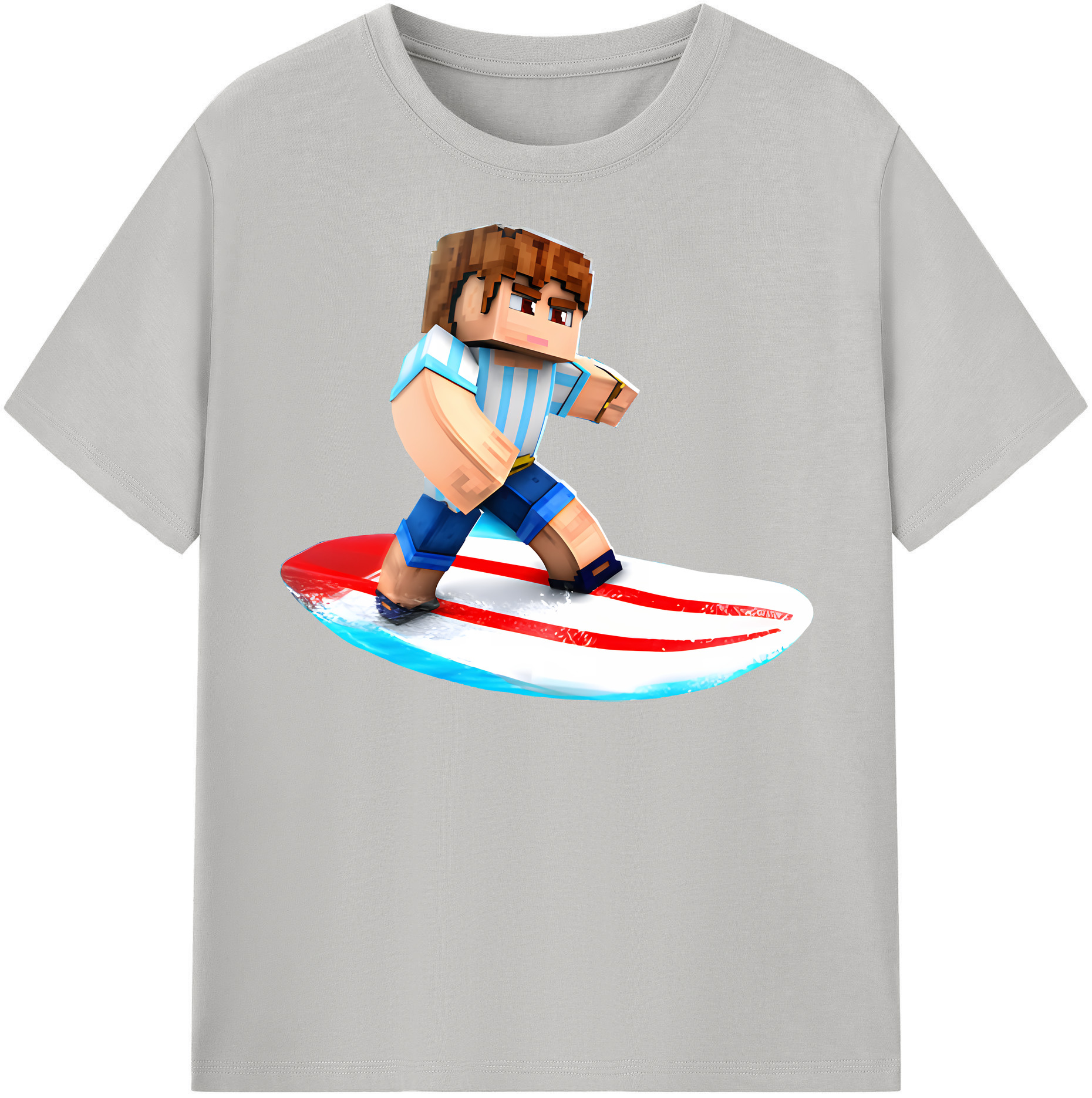 （画像用） マインクラフト ブロックの世界 Minecraft MC Block world 綿100％半袖Tシャツ（フロントプリント）