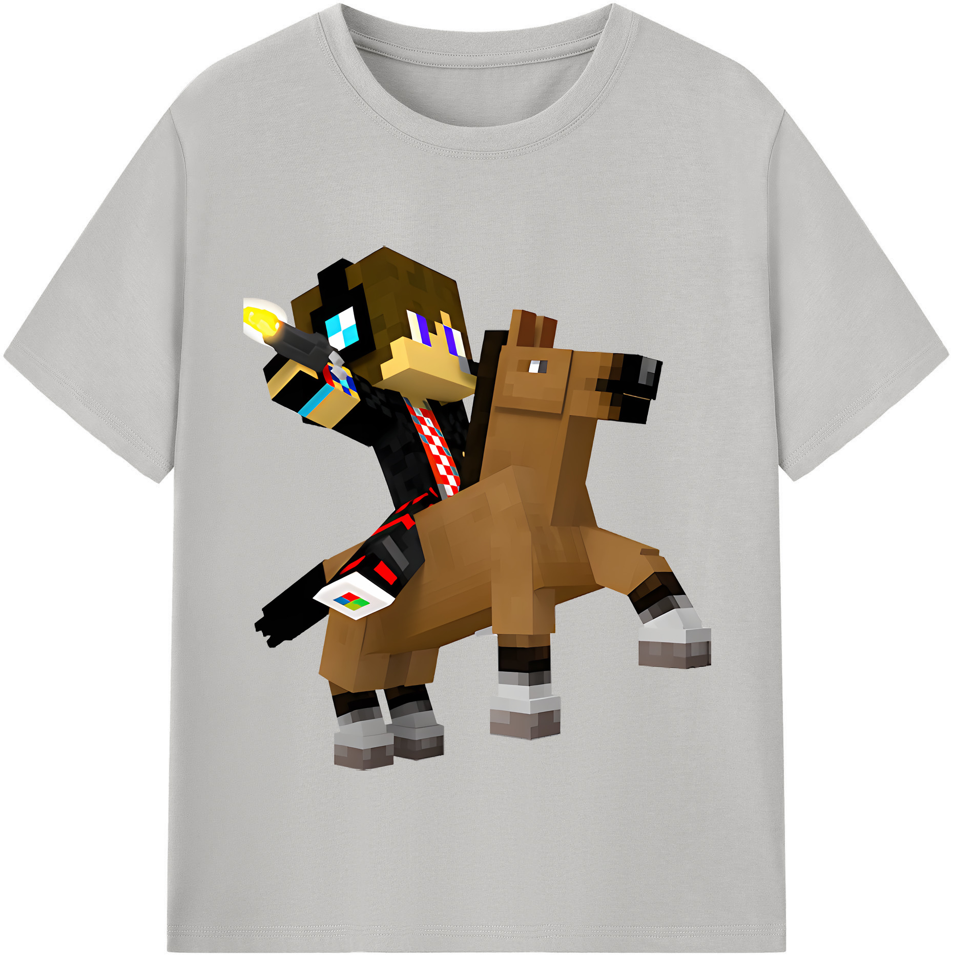 （画像用） マインクラフト ブロックの世界 Minecraft MC Block world 綿100％半袖Tシャツ（フロントプリント）