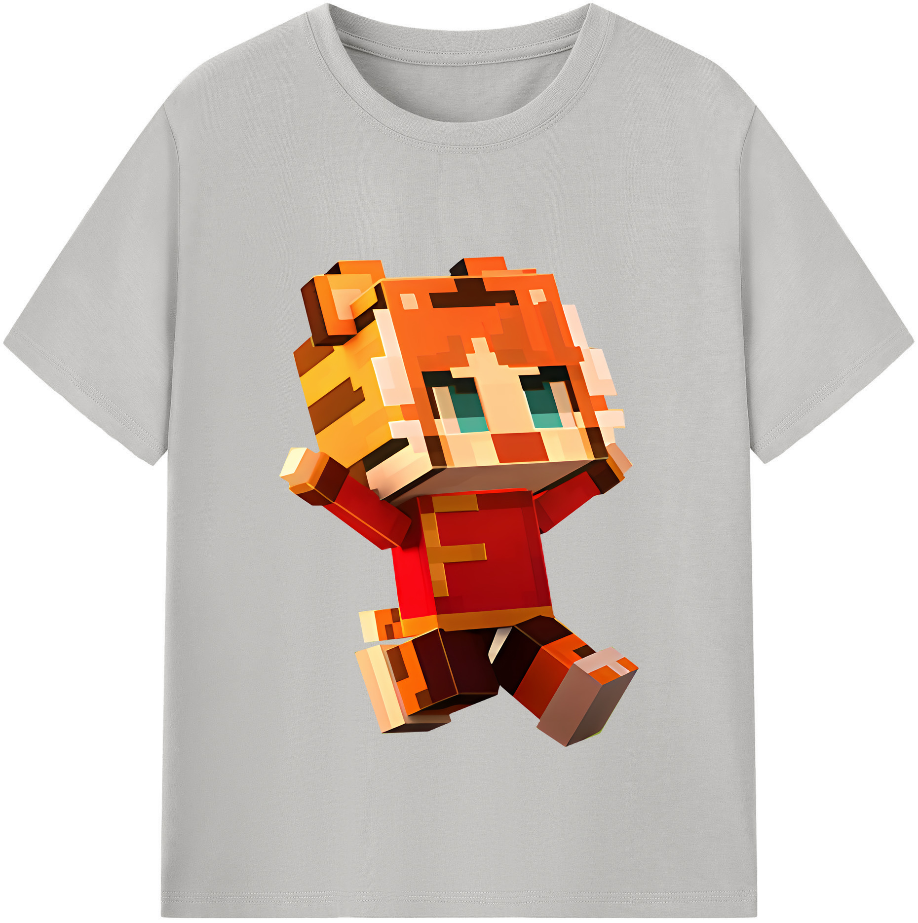 （画像用） マインクラフト ブロックの世界 Minecraft MC Block world 綿100％半袖Tシャツ（フロントプリント）