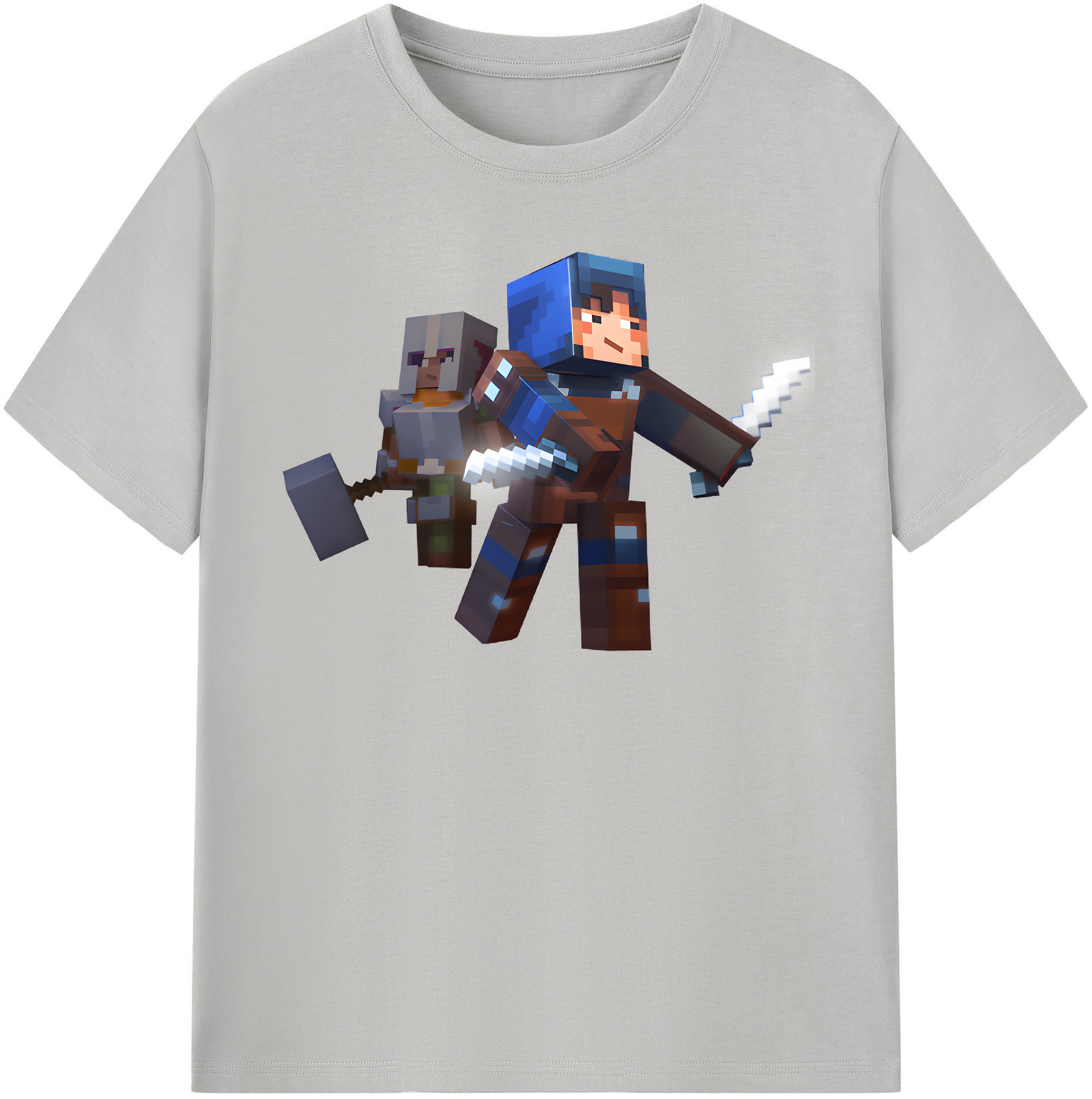 （画像用） マインクラフト ブロックの世界 Minecraft MC Block world 綿100％半袖Tシャツ（フロントプリント）