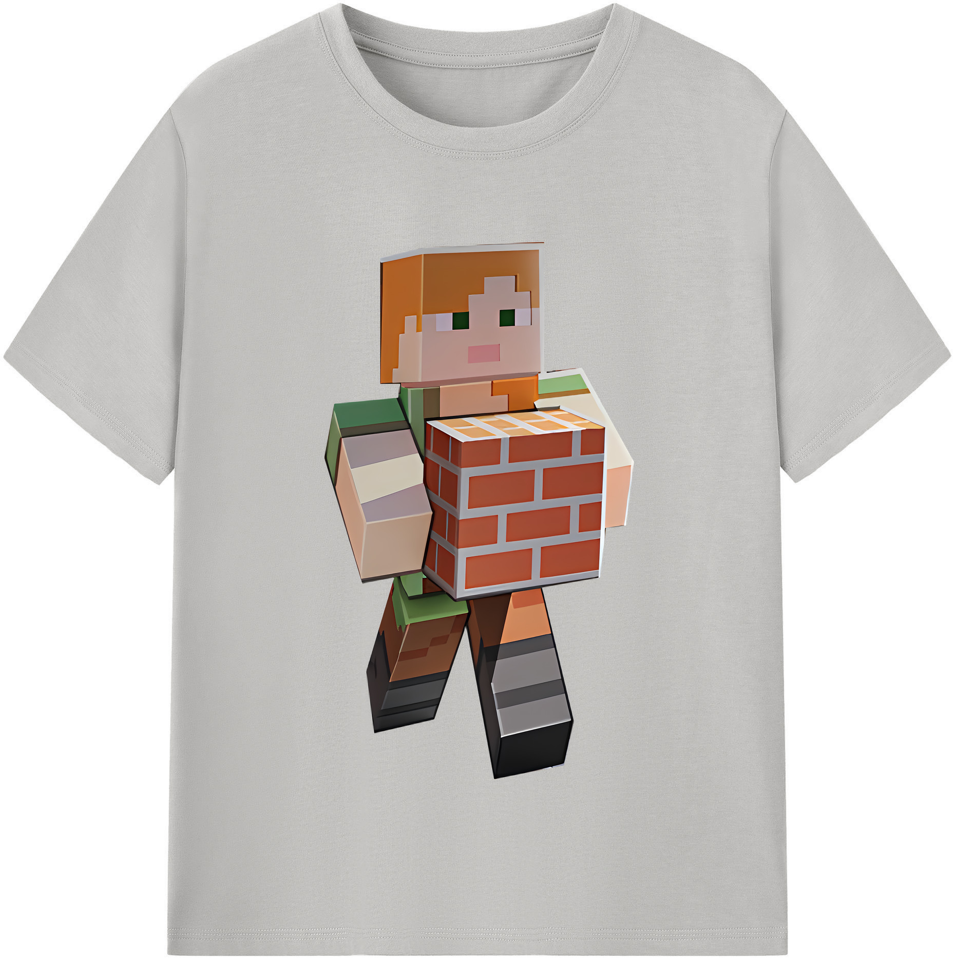 （画像用） マインクラフト ブロックの世界 Minecraft MC Block world 綿100％半袖Tシャツ（フロントプリント）