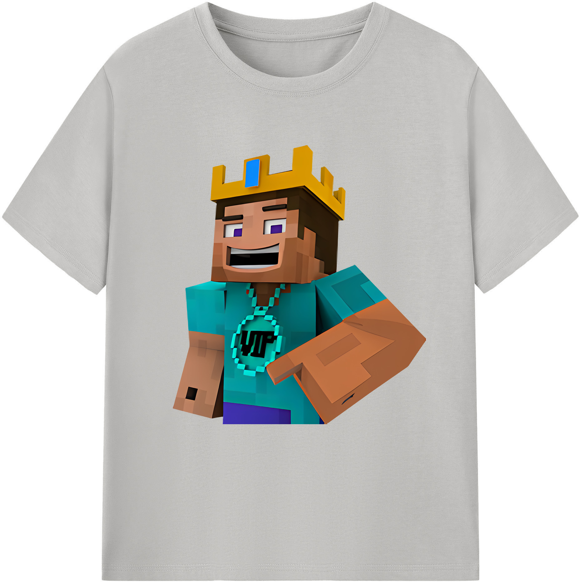 （画像用） マインクラフト ブロックの世界 Minecraft MC Block world 綿100％半袖Tシャツ（フロントプリント）