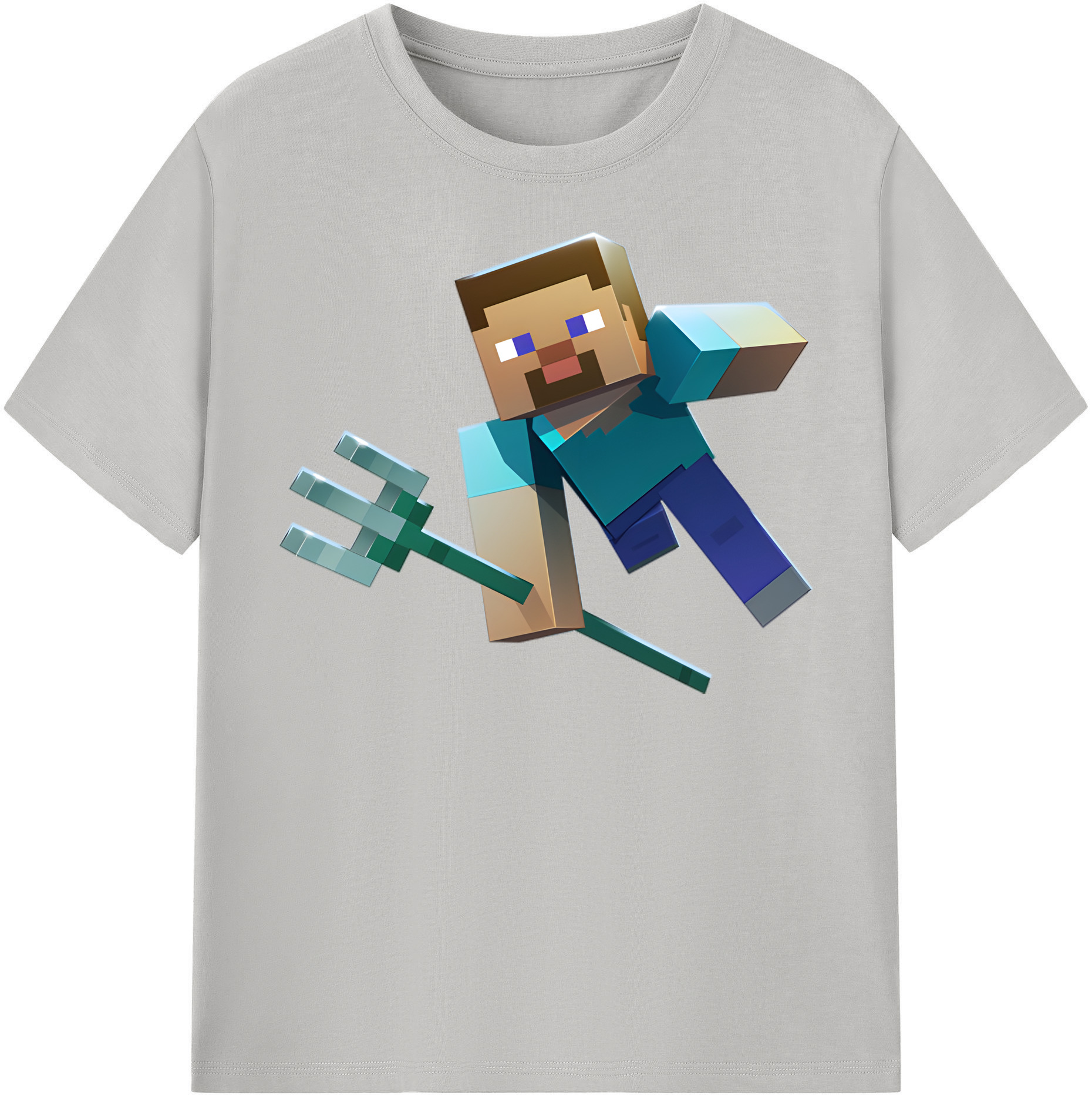（画像用） マインクラフト ブロックの世界 Minecraft MC Block world 綿100％半袖Tシャツ（フロントプリント）