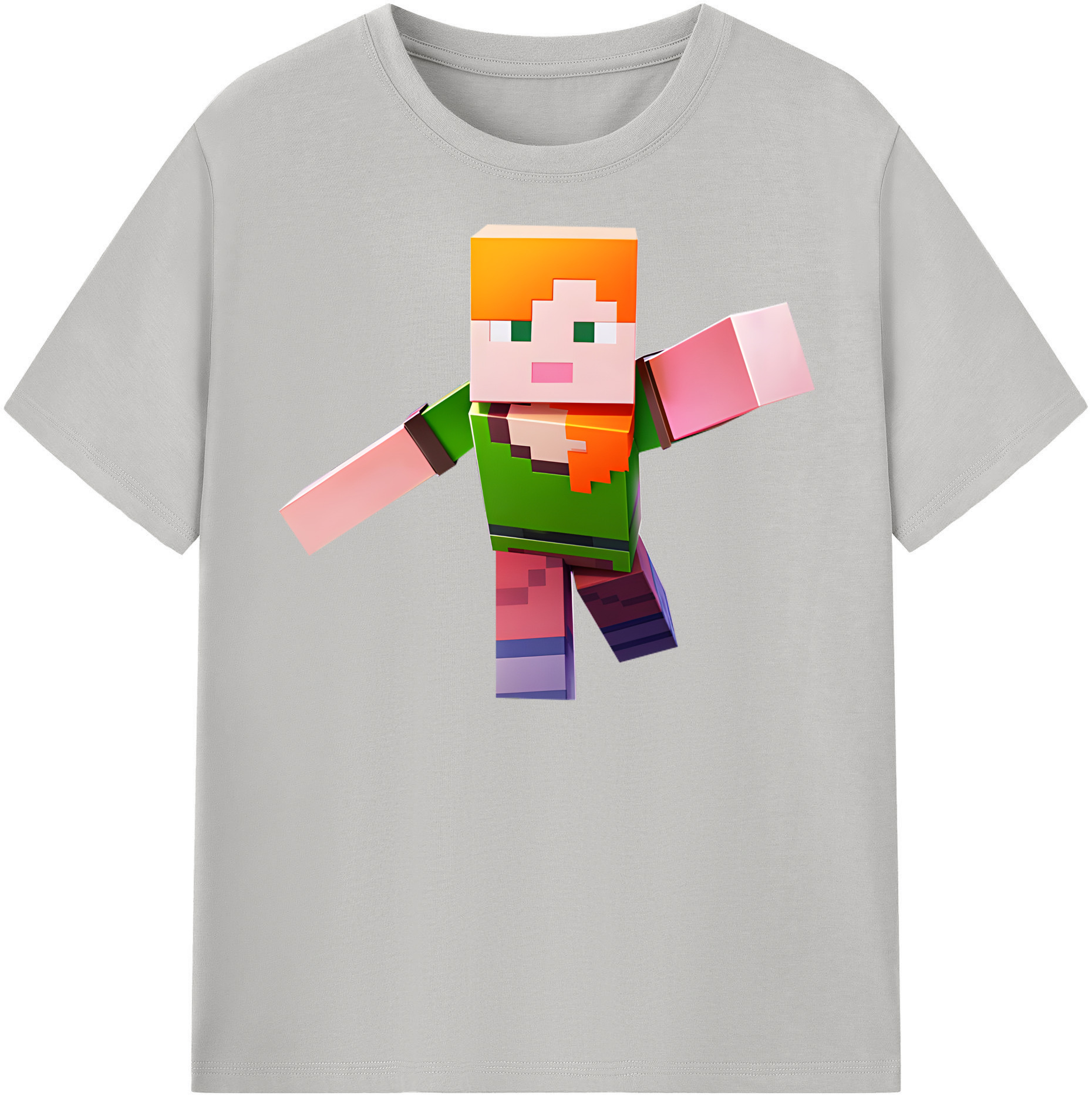 （画像用） マインクラフト ブロックの世界 Minecraft MC Block world 綿100％半袖Tシャツ（フロントプリント）
