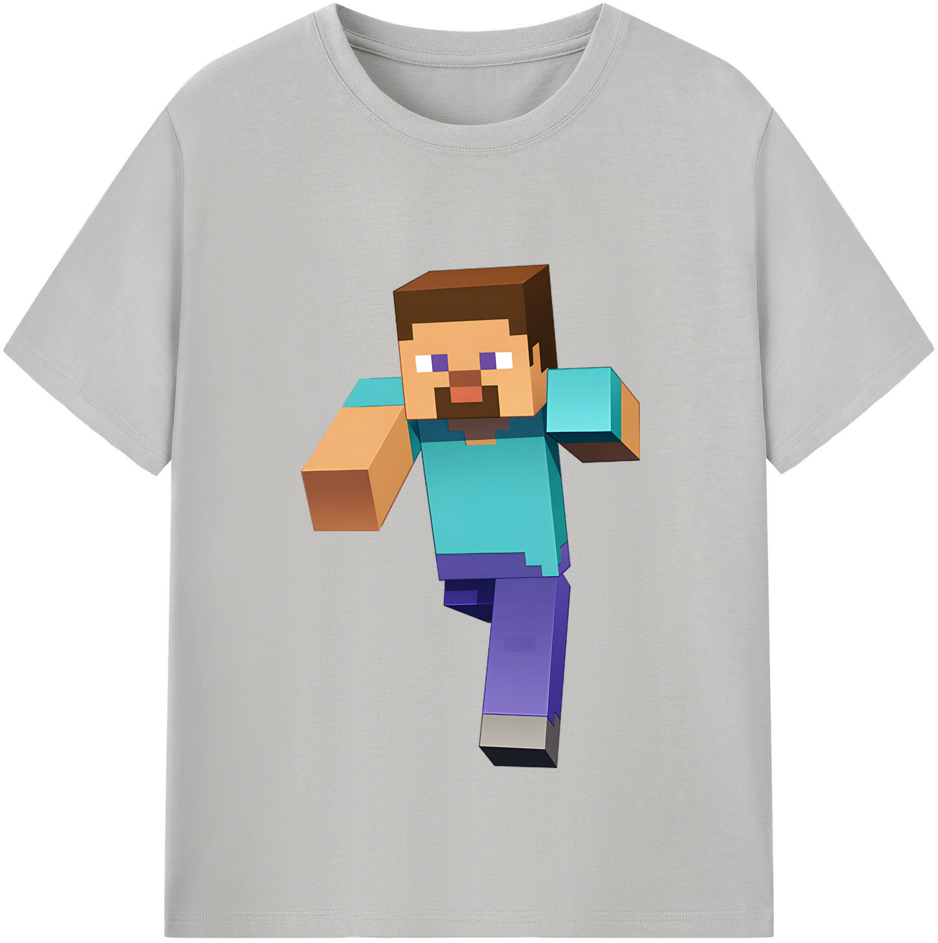 （画像用） マインクラフト ブロックの世界 Minecraft MC Block world 綿100％半袖Tシャツ（フロントプリント）