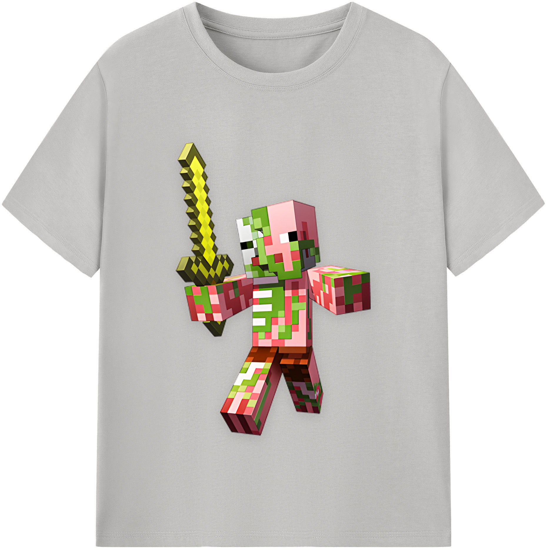 （画像用） マインクラフト ブロックの世界 Minecraft MC Block world 綿100％半袖Tシャツ（フロントプリント）