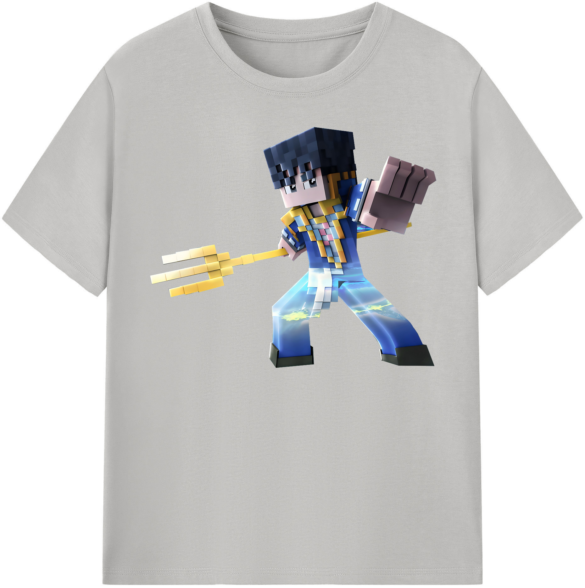 （画像用） マインクラフト ブロックの世界 Minecraft MC Block world 綿100％半袖Tシャツ（フロントプリント）