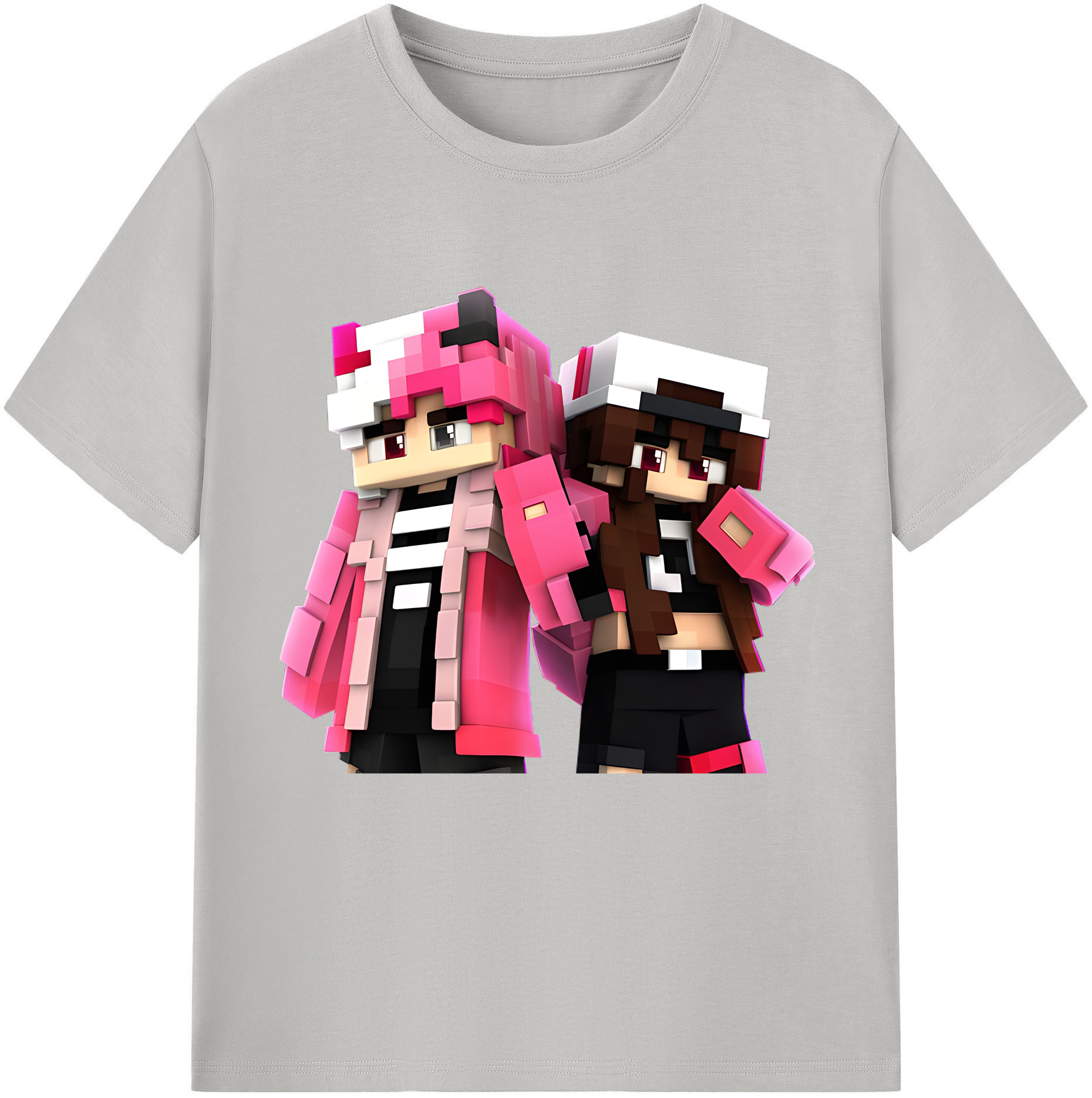 （画像用） マインクラフト ブロックの世界 Minecraft MC Block world 綿100％半袖Tシャツ（フロントプリント）