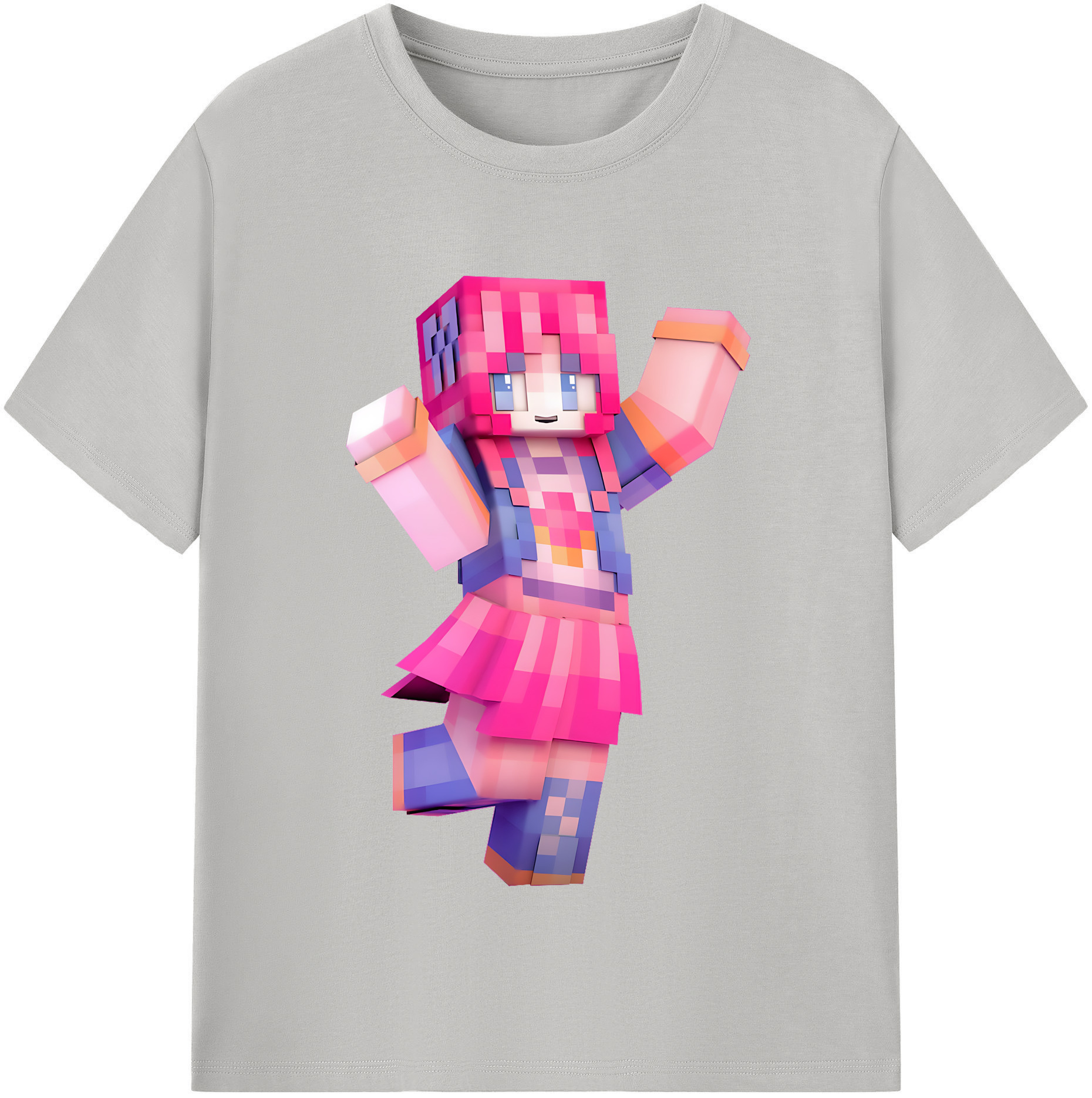 （画像用） マインクラフト ブロックの世界 Minecraft MC Block world 綿100％半袖Tシャツ（フロントプリント）