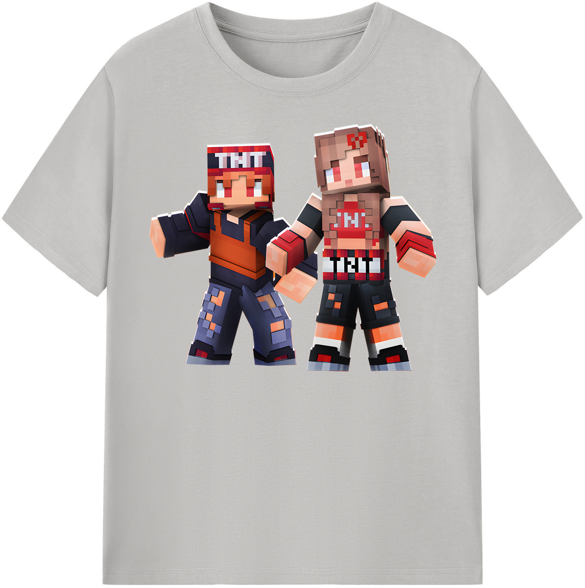 （画像用） マインクラフト ブロックの世界 Minecraft MC Block world 綿100％半袖Tシャツ（フロントプリント）