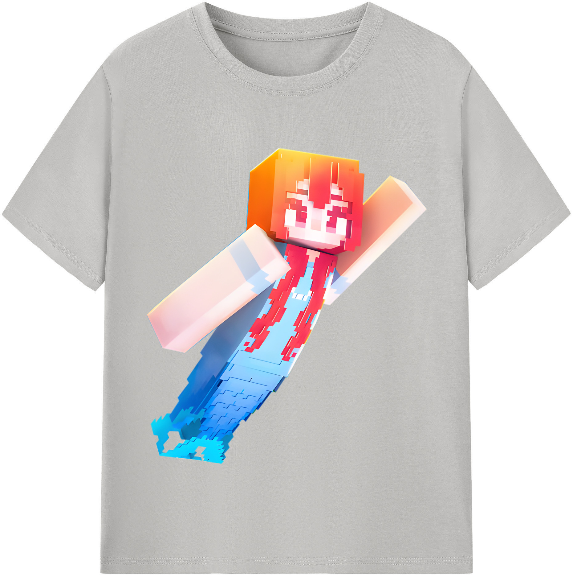 （画像用） マインクラフト ブロックの世界 Minecraft MC Block world 綿100％半袖Tシャツ（フロントプリント）
