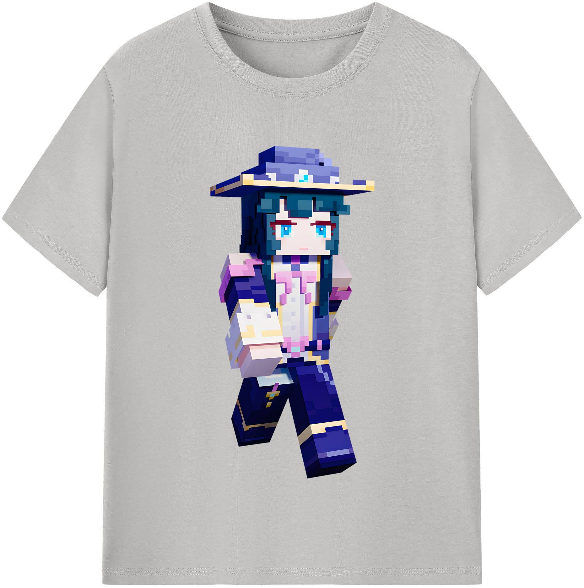 （画像用） マインクラフト ブロックの世界 Minecraft MC Block world 綿100％半袖Tシャツ（フロントプリント）