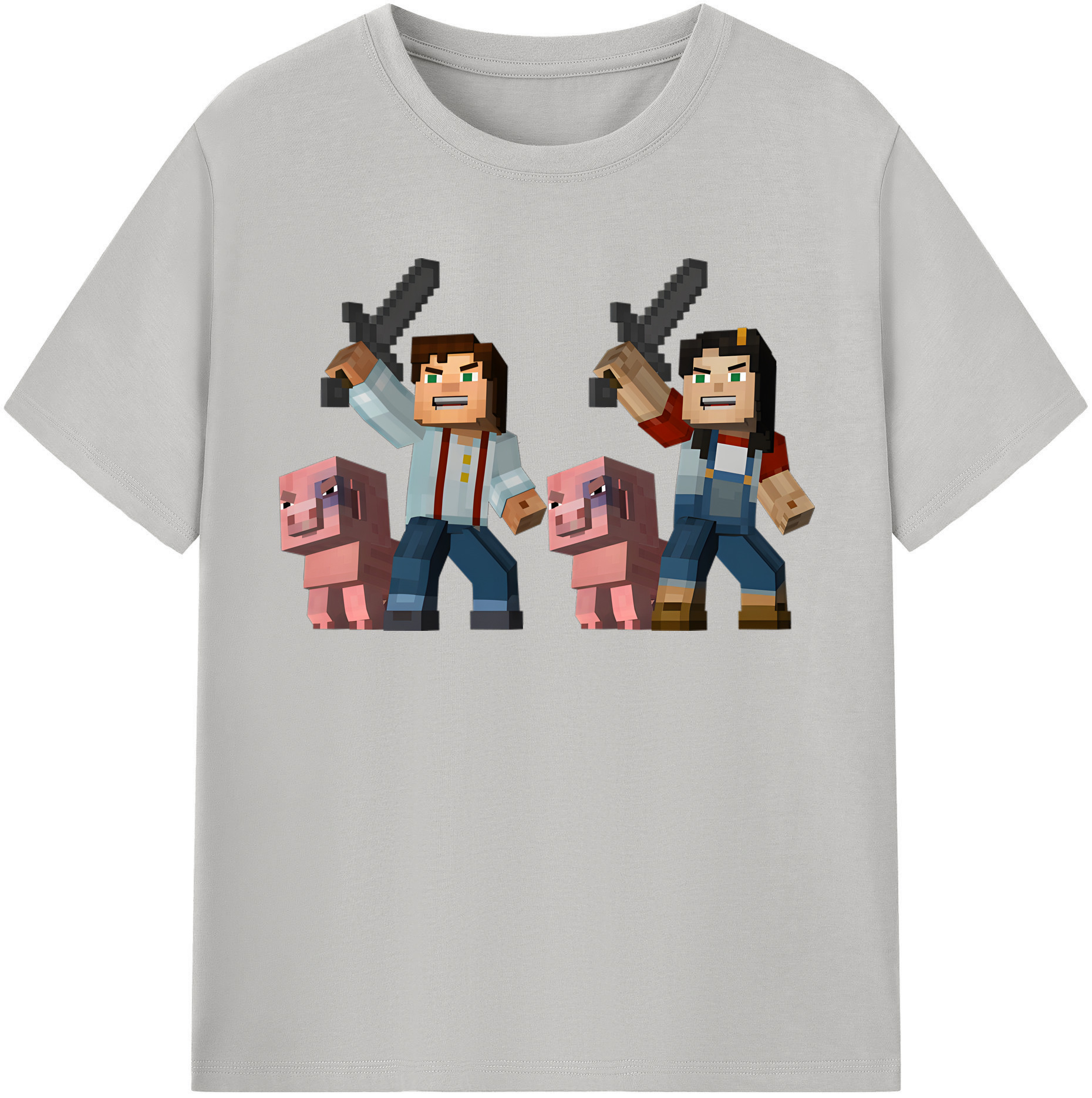 （画像用） マインクラフト ブロックの世界 Minecraft MC Block world 綿100％半袖Tシャツ（フロントプリント）