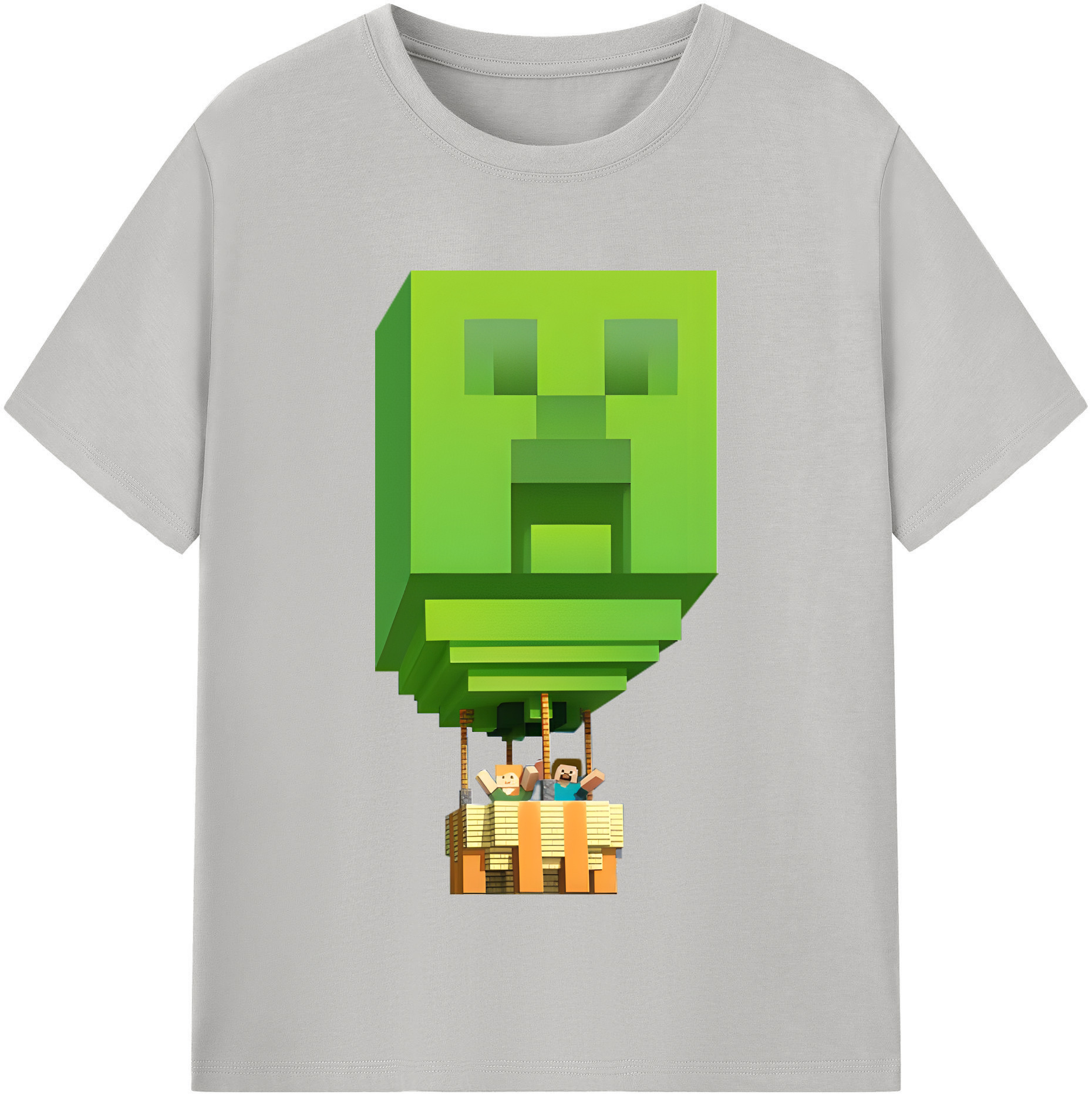 （画像用） マインクラフト ブロックの世界 Minecraft MC Block world 綿100％半袖Tシャツ（フロントプリント）
