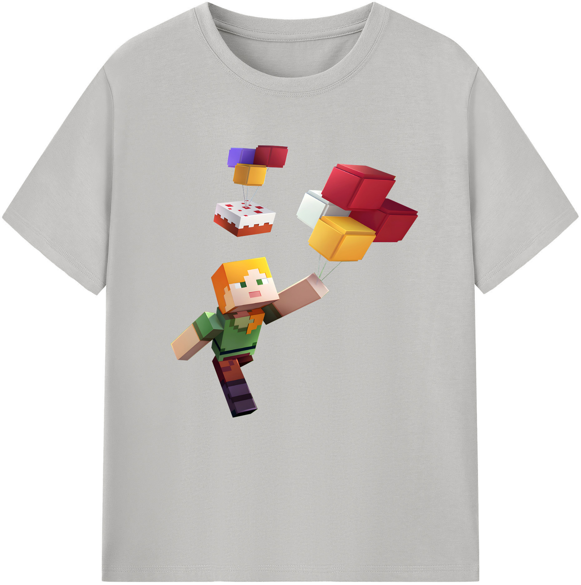 （画像用） マインクラフト ブロックの世界 Minecraft MC Block world 綿100％半袖Tシャツ（フロントプリント）