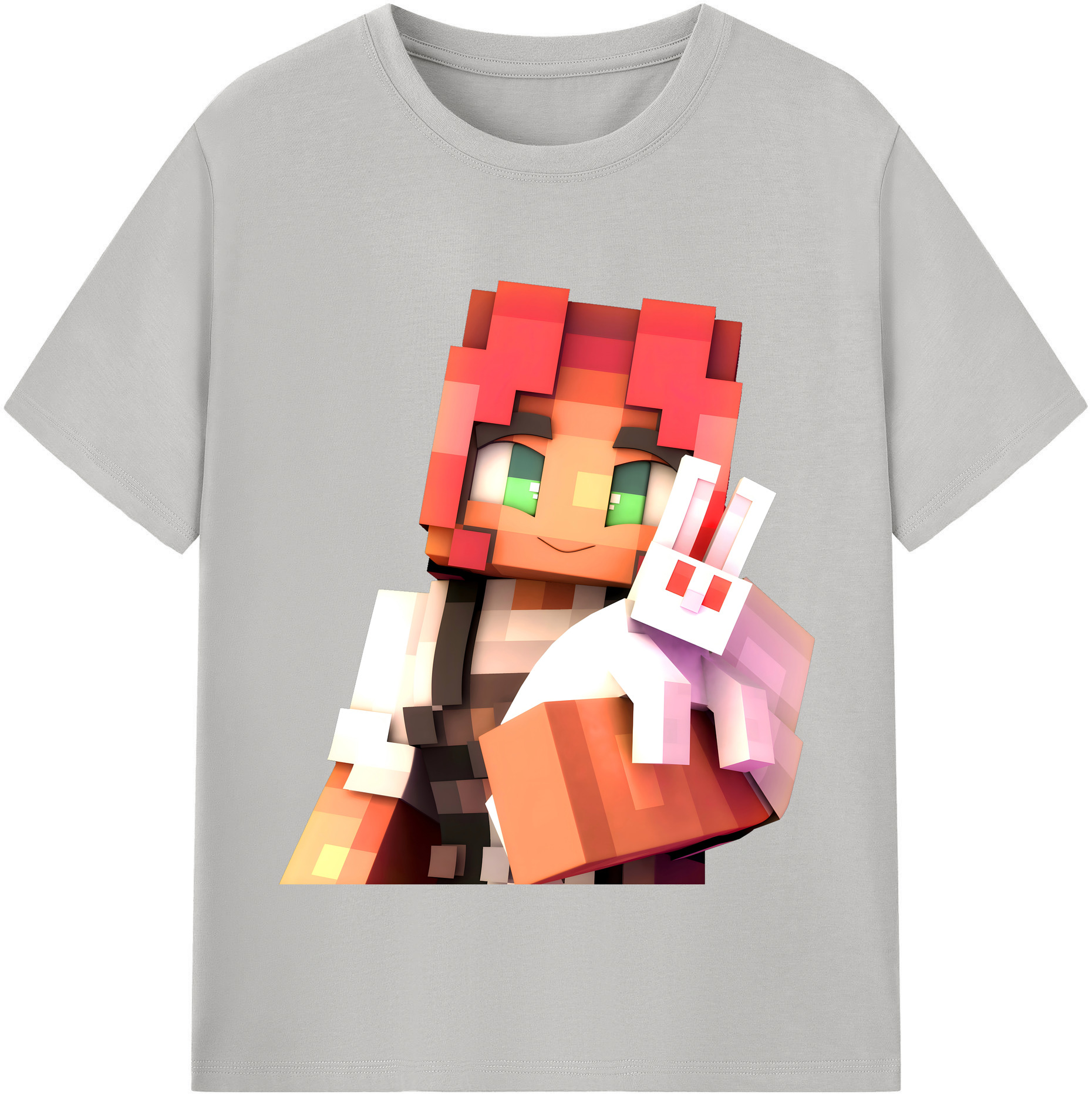 （画像用） マインクラフト ブロックの世界 Minecraft MC Block world 綿100％半袖Tシャツ（フロントプリント）