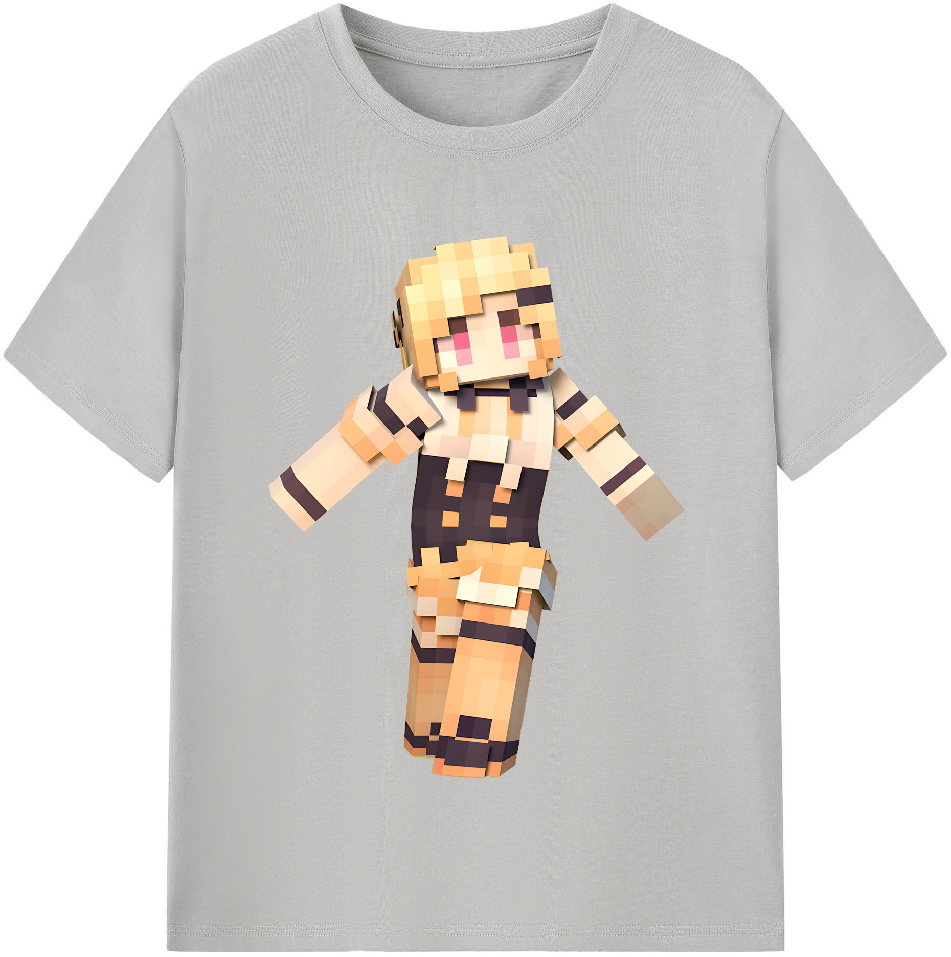 （画像用） マインクラフト ブロックの世界 Minecraft MC Block world 綿100％半袖Tシャツ（フロントプリント）