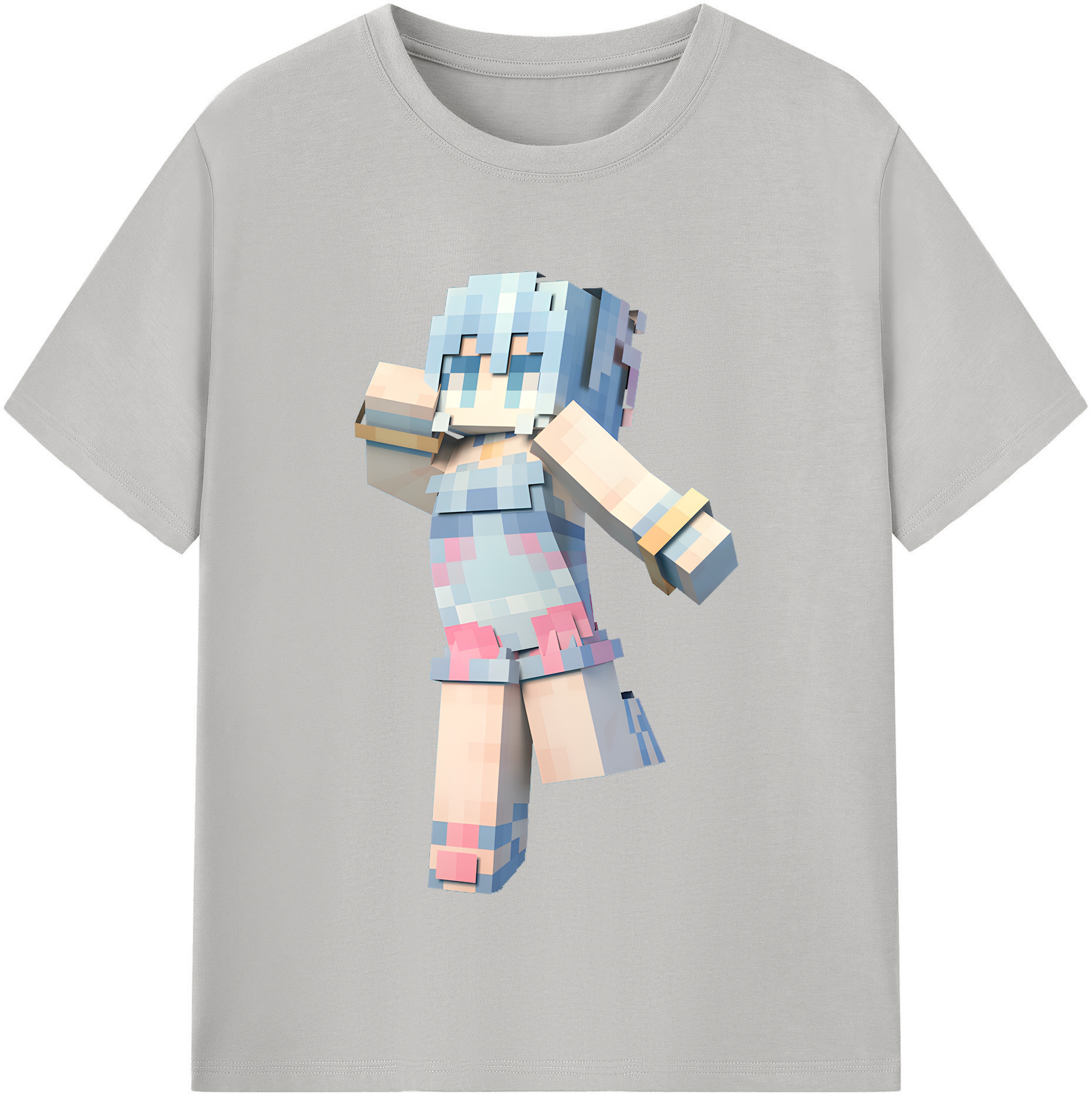 （画像用） マインクラフト ブロックの世界 Minecraft MC Block world 綿100％半袖Tシャツ（フロントプリント）
