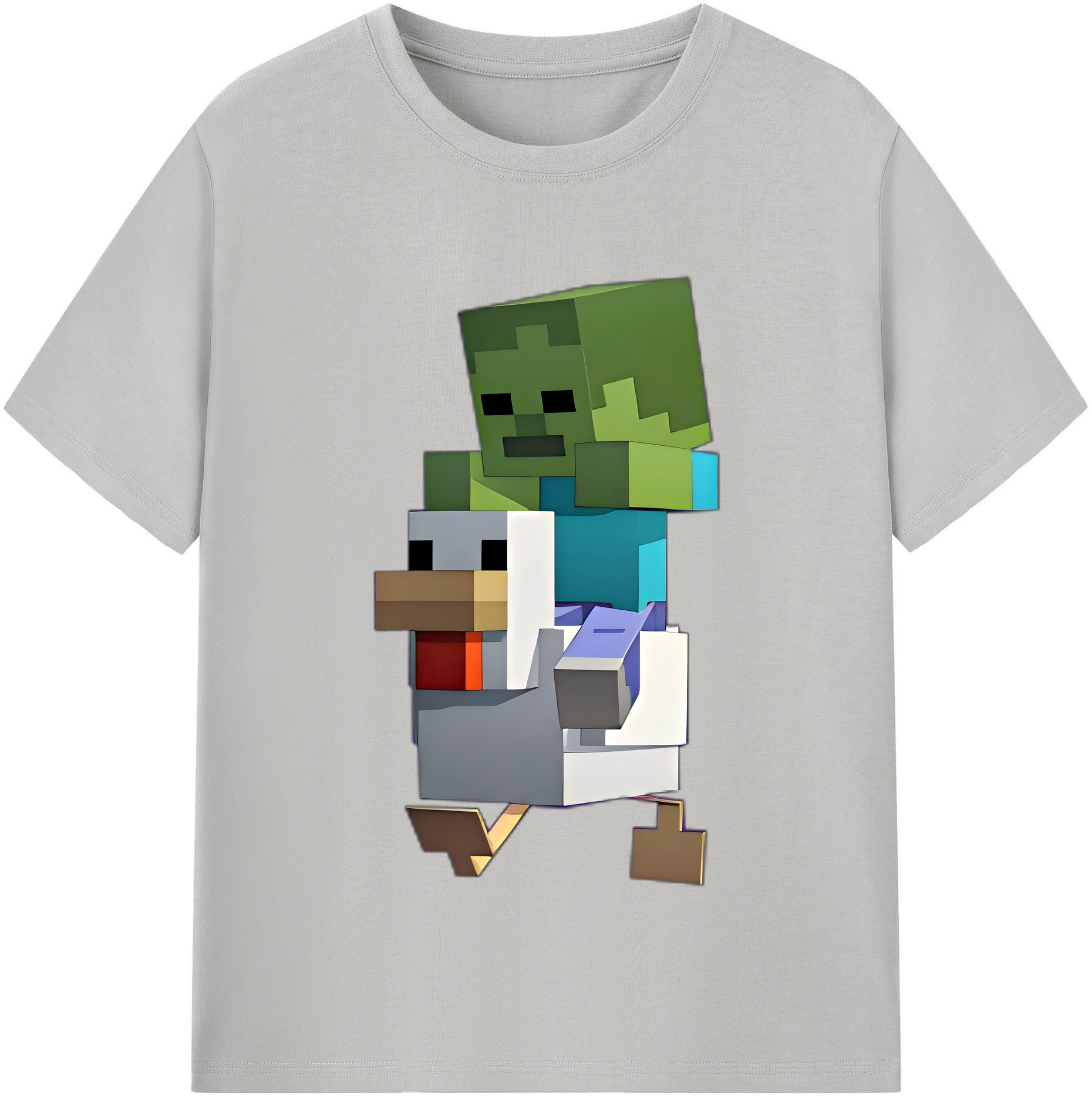 （画像用） マインクラフト ブロックの世界 Minecraft MC Block world 綿100％半袖Tシャツ（フロントプリント）