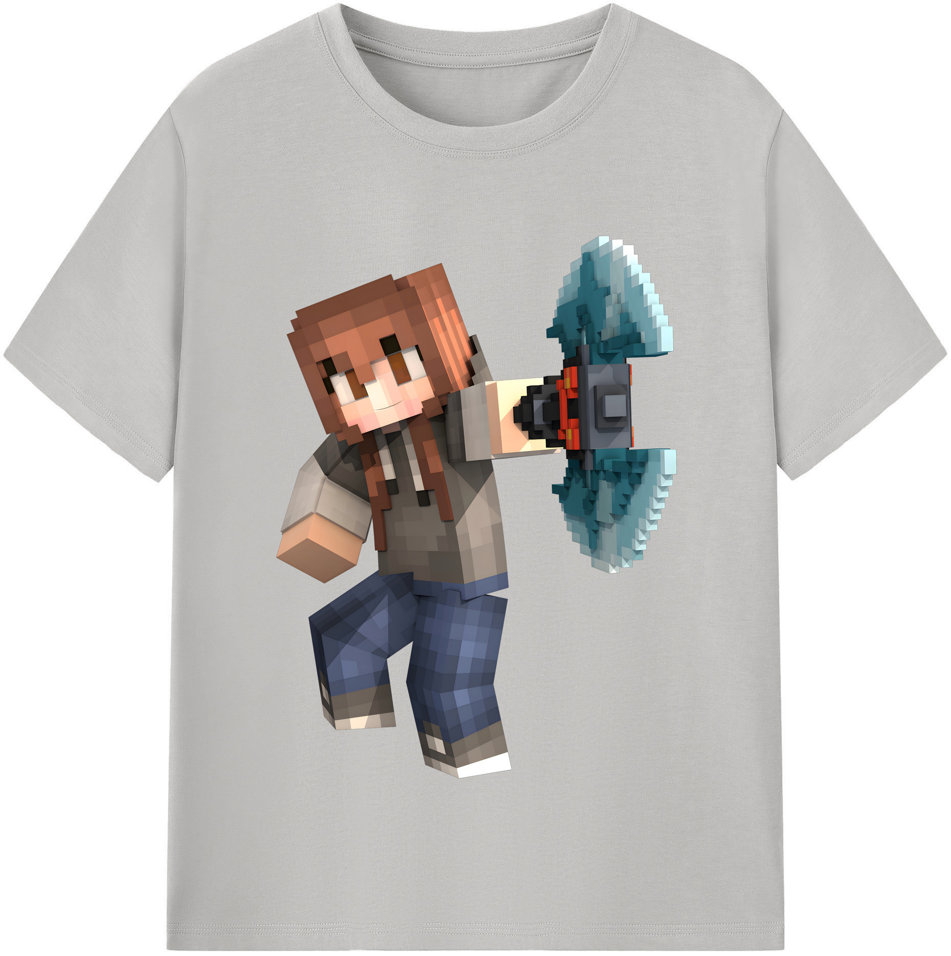 （画像用） マインクラフト ブロックの世界 Minecraft MC Block world 綿100％半袖Tシャツ（フロントプリント）