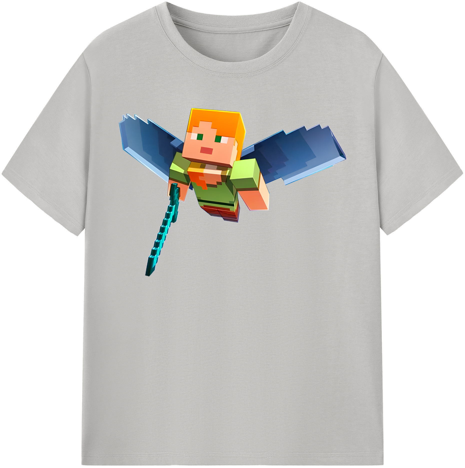 （画像用） マインクラフト ブロックの世界 Minecraft MC Block world 綿100％半袖Tシャツ（フロントプリント）