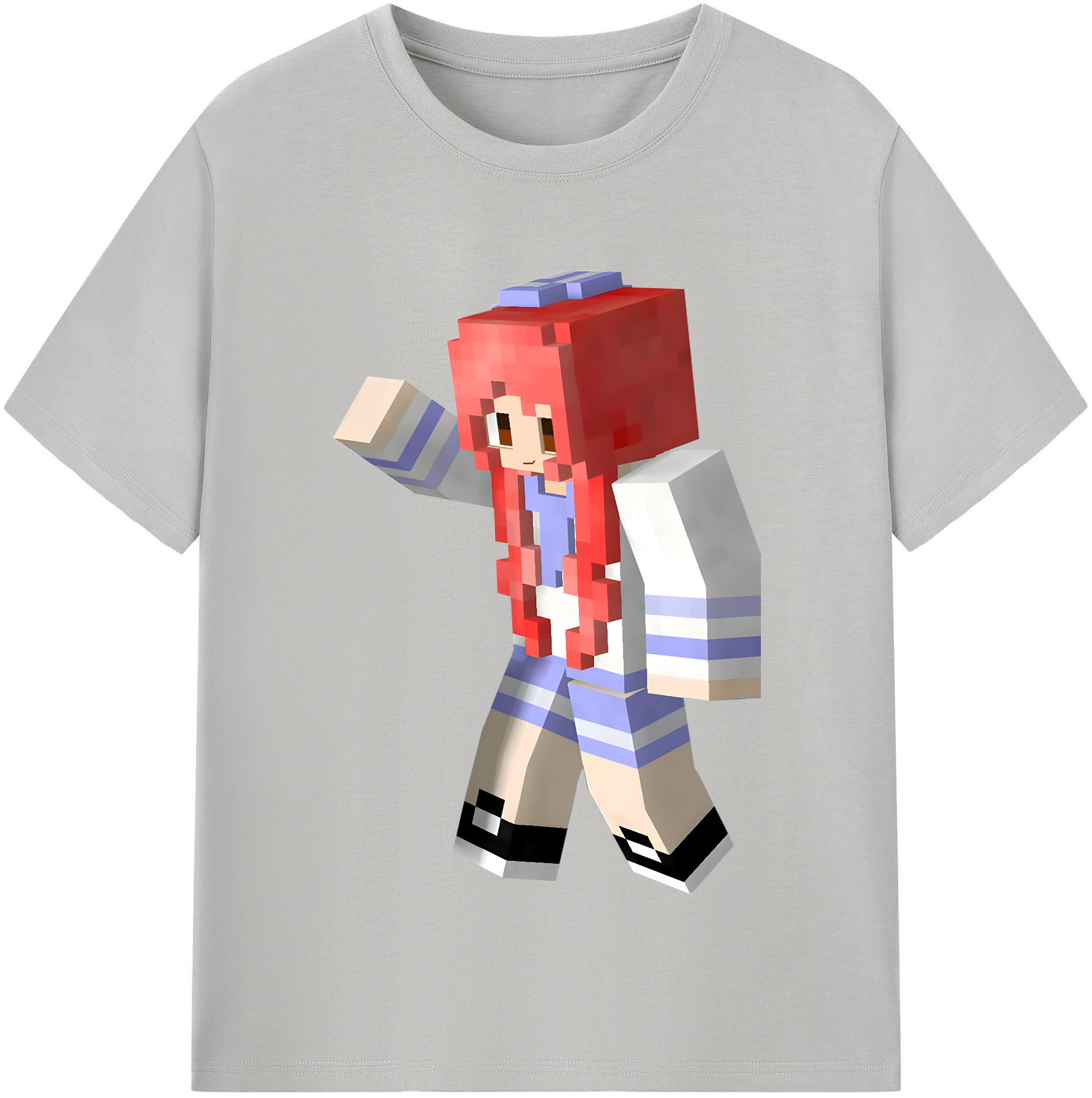 （画像用） マインクラフト ブロックの世界 Minecraft MC Block world 綿100％半袖Tシャツ（フロントプリント）