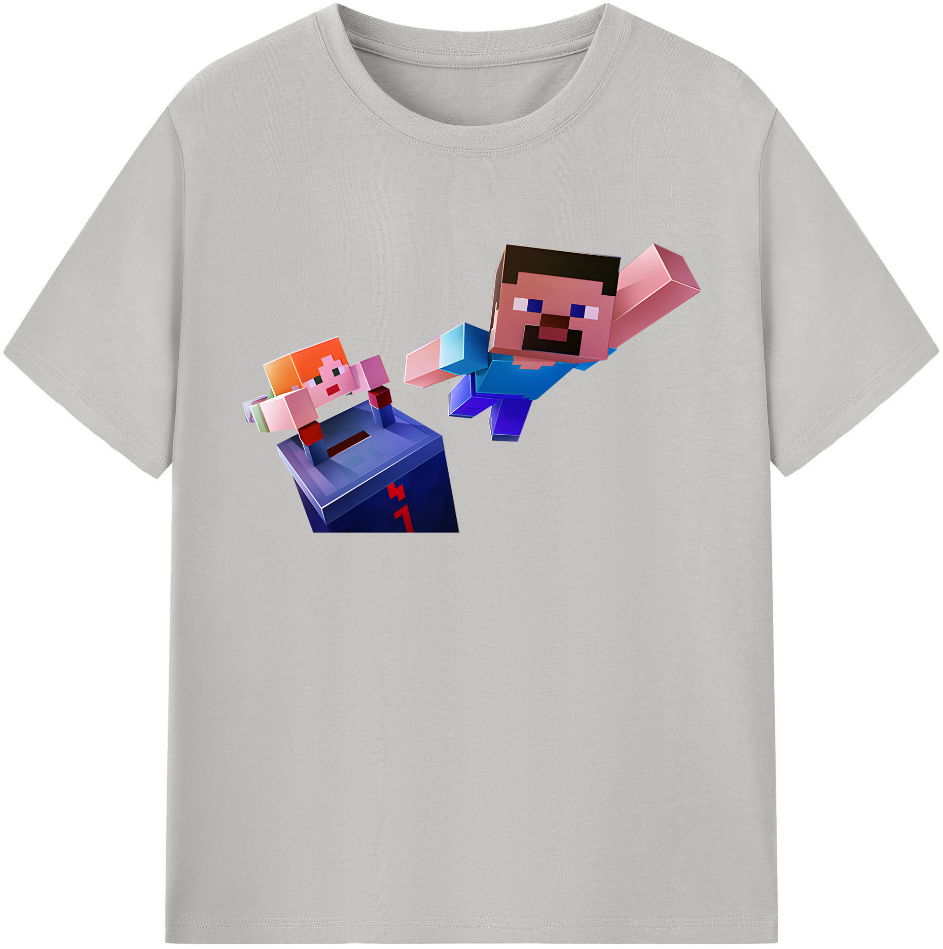 （画像用） マインクラフト ブロックの世界 Minecraft MC Block world 綿100％半袖Tシャツ（フロントプリント）