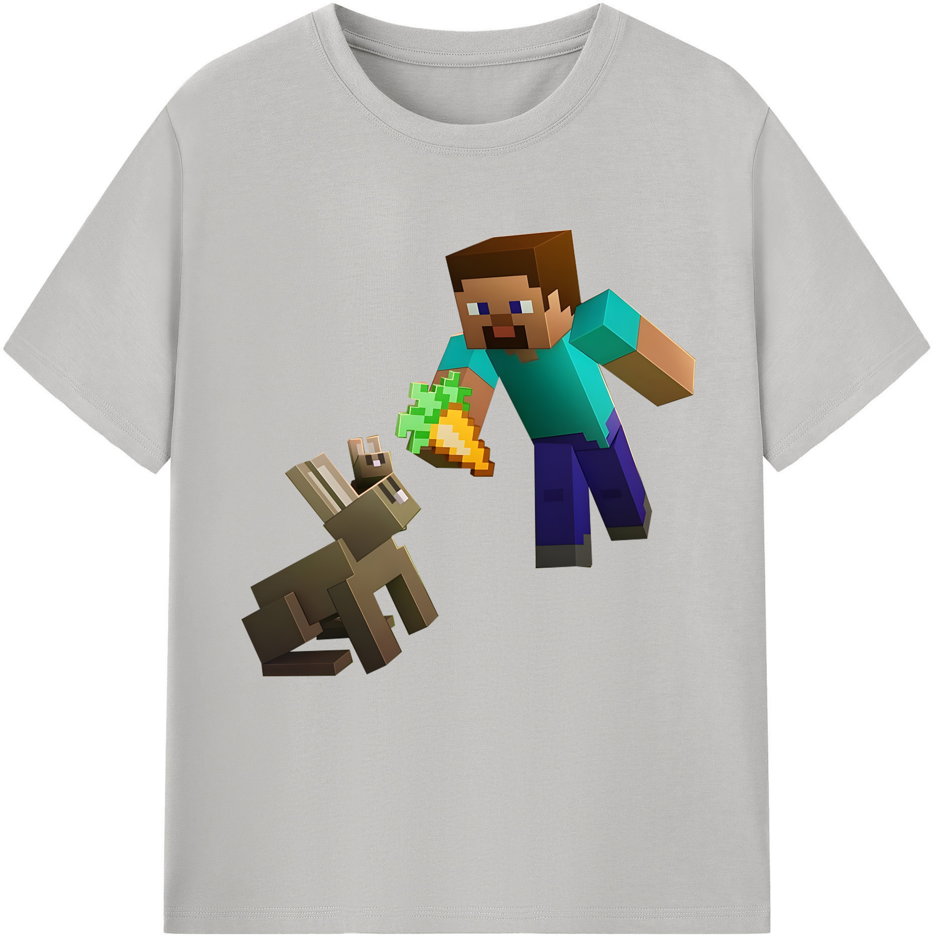 （画像用） マインクラフト ブロックの世界 Minecraft MC Block world 綿100％半袖Tシャツ（フロントプリント）