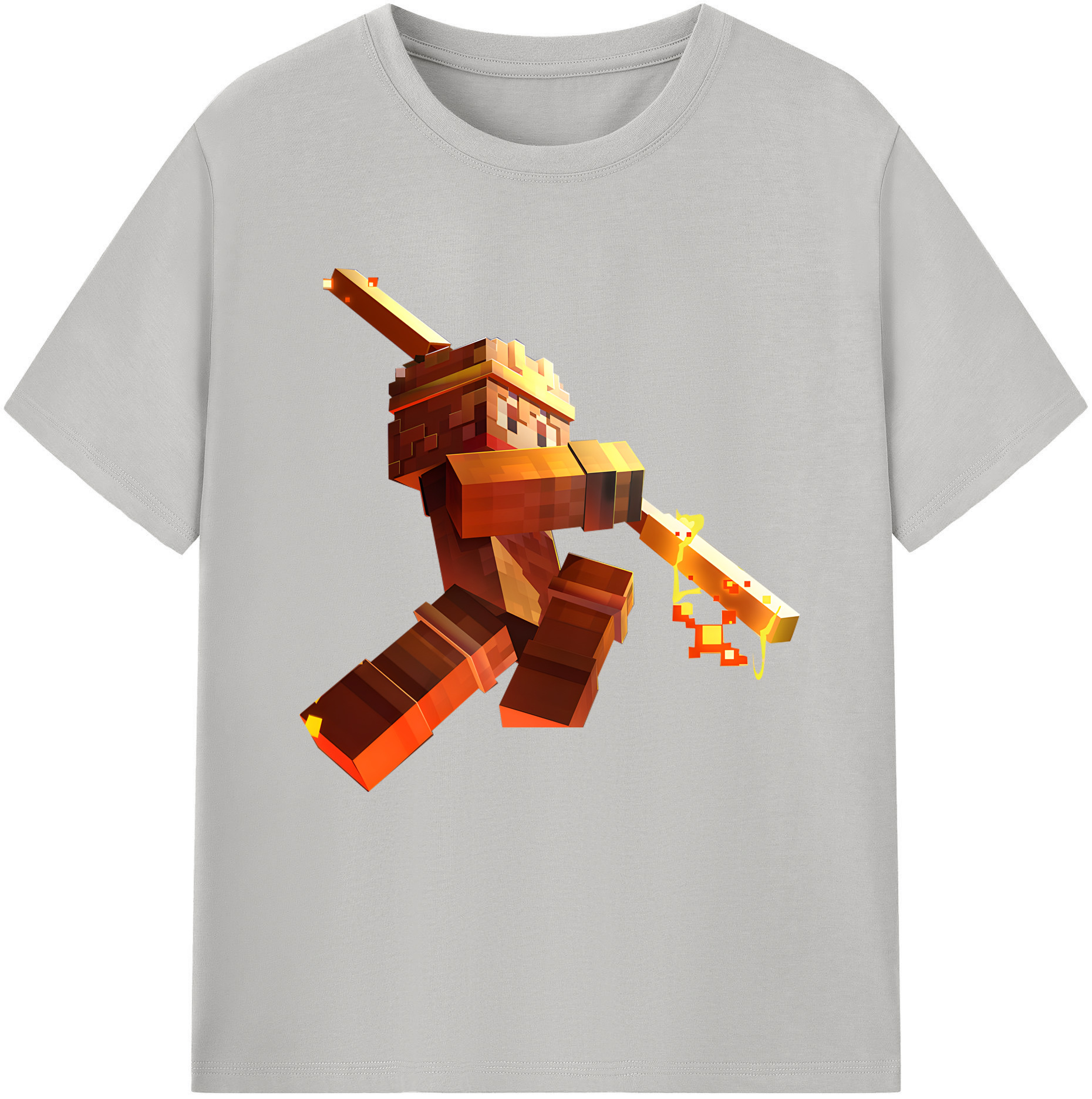 （画像用） マインクラフト ブロックの世界 Minecraft MC Block world 綿100％半袖Tシャツ（フロントプリント）