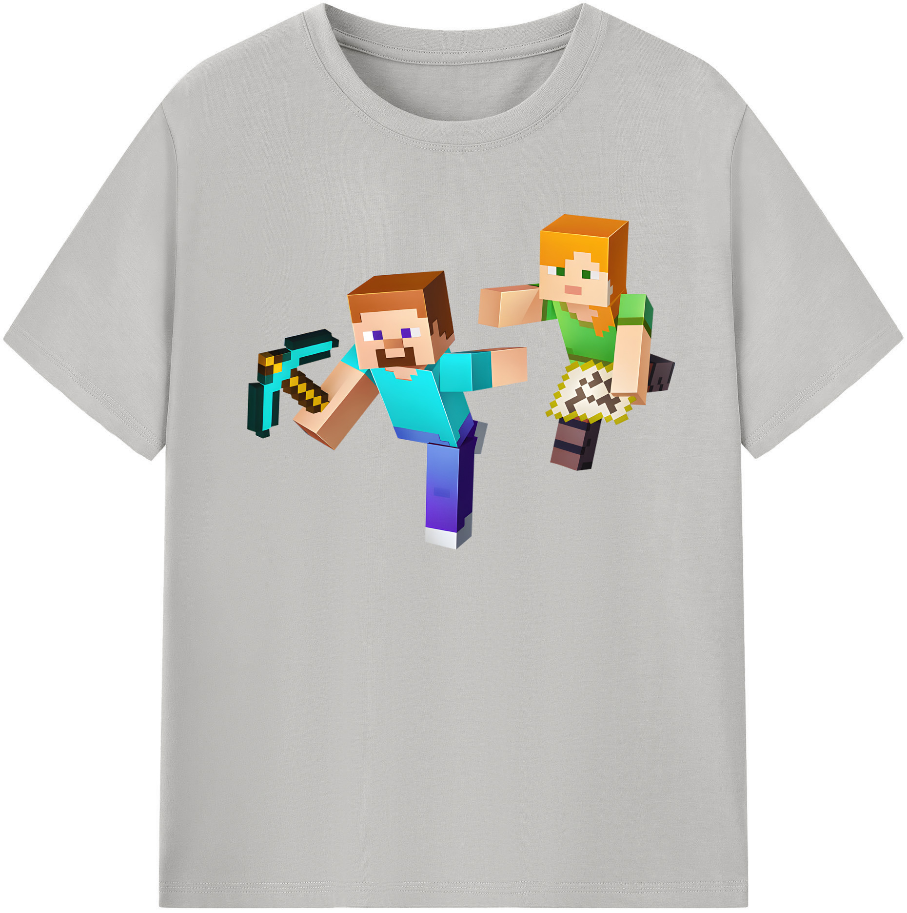 （画像用） マインクラフト ブロックの世界 Minecraft MC Block world 綿100％半袖Tシャツ（フロントプリント）
