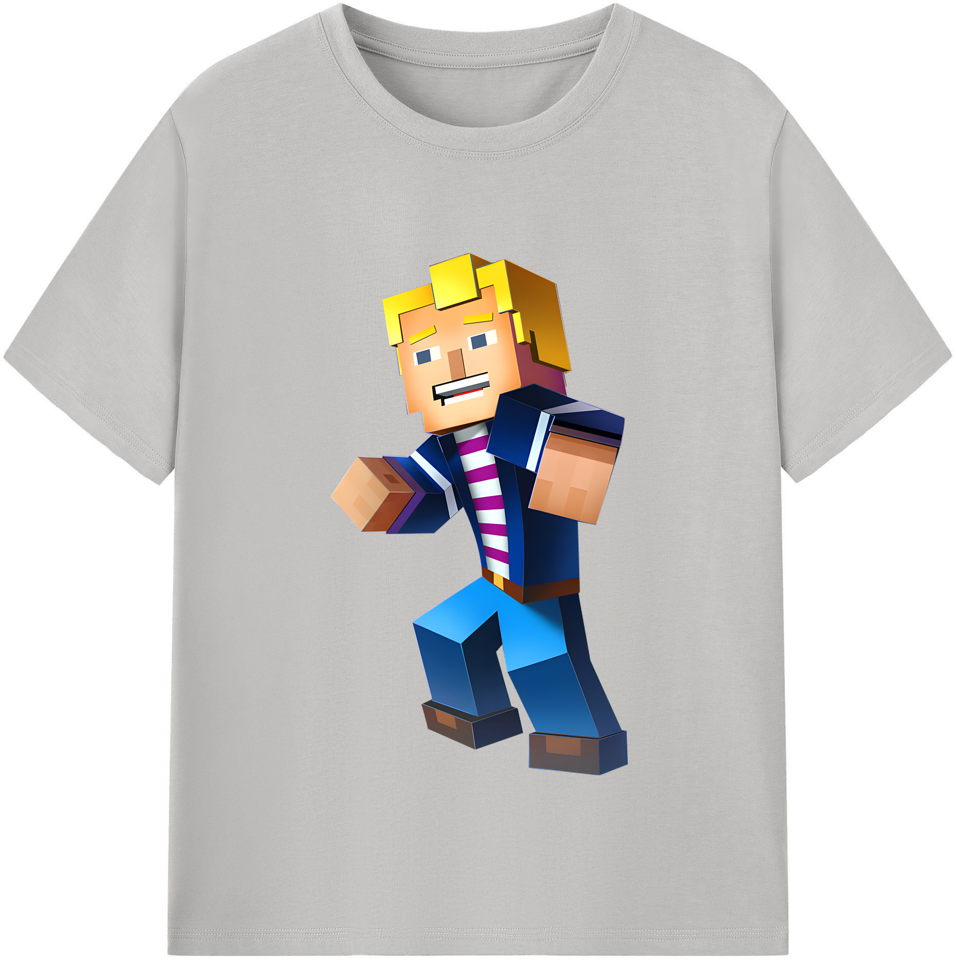 （画像用） マインクラフト ブロックの世界 Minecraft MC Block world 綿100％半袖Tシャツ（フロントプリント）