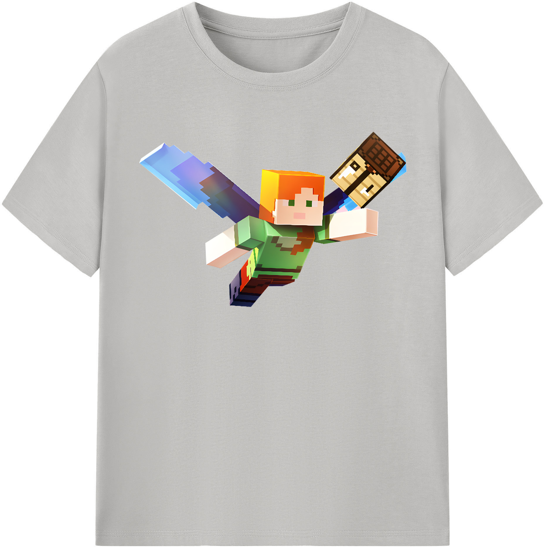 （画像用） マインクラフト ブロックの世界 Minecraft MC Block world 綿100％半袖Tシャツ（フロントプリント）