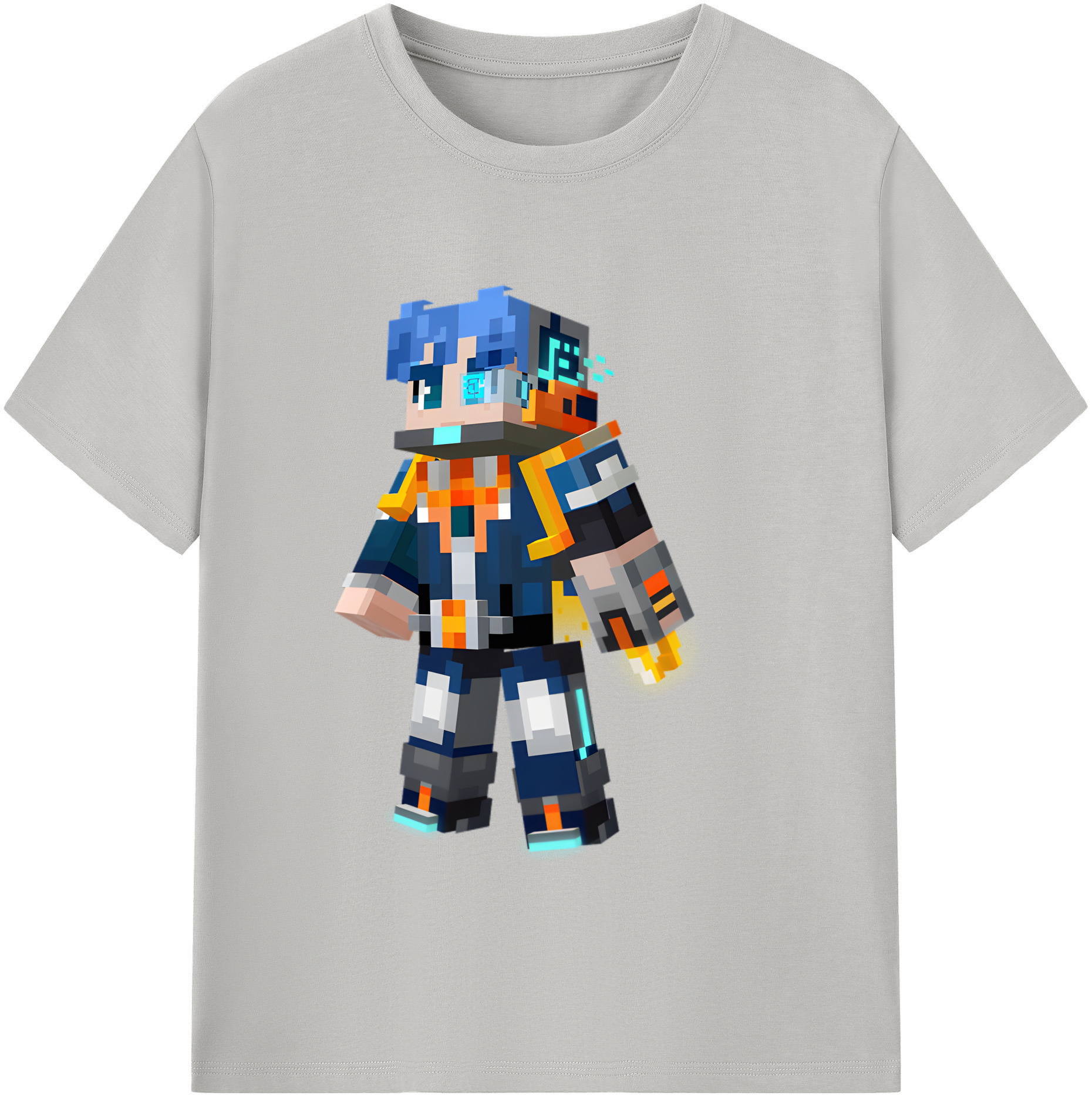（画像用） マインクラフト ブロックの世界 Minecraft MC Block world 綿100％半袖Tシャツ（フロントプリント）