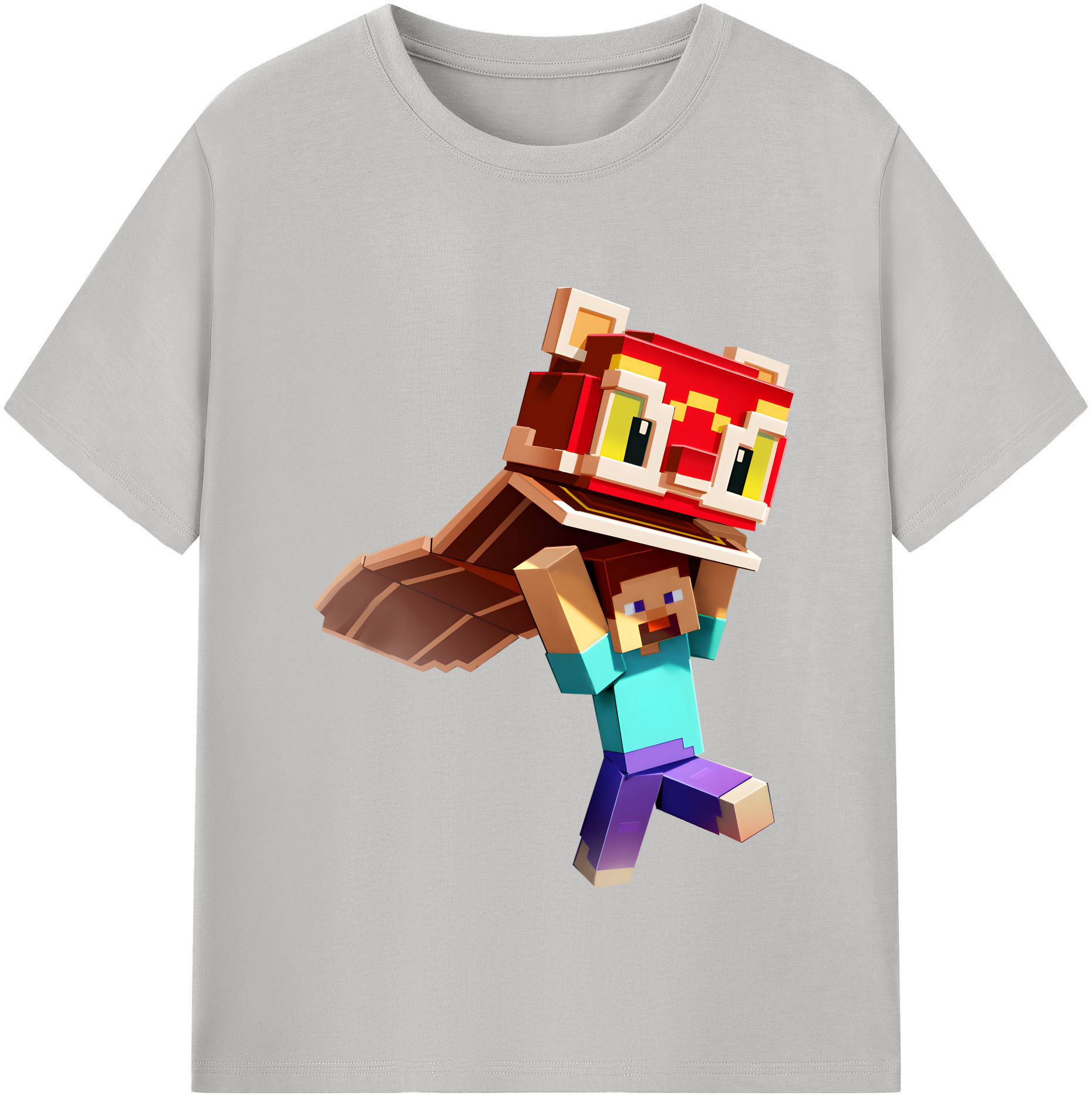 （画像用） マインクラフト ブロックの世界 Minecraft MC Block world 綿100％半袖Tシャツ（フロントプリント）
