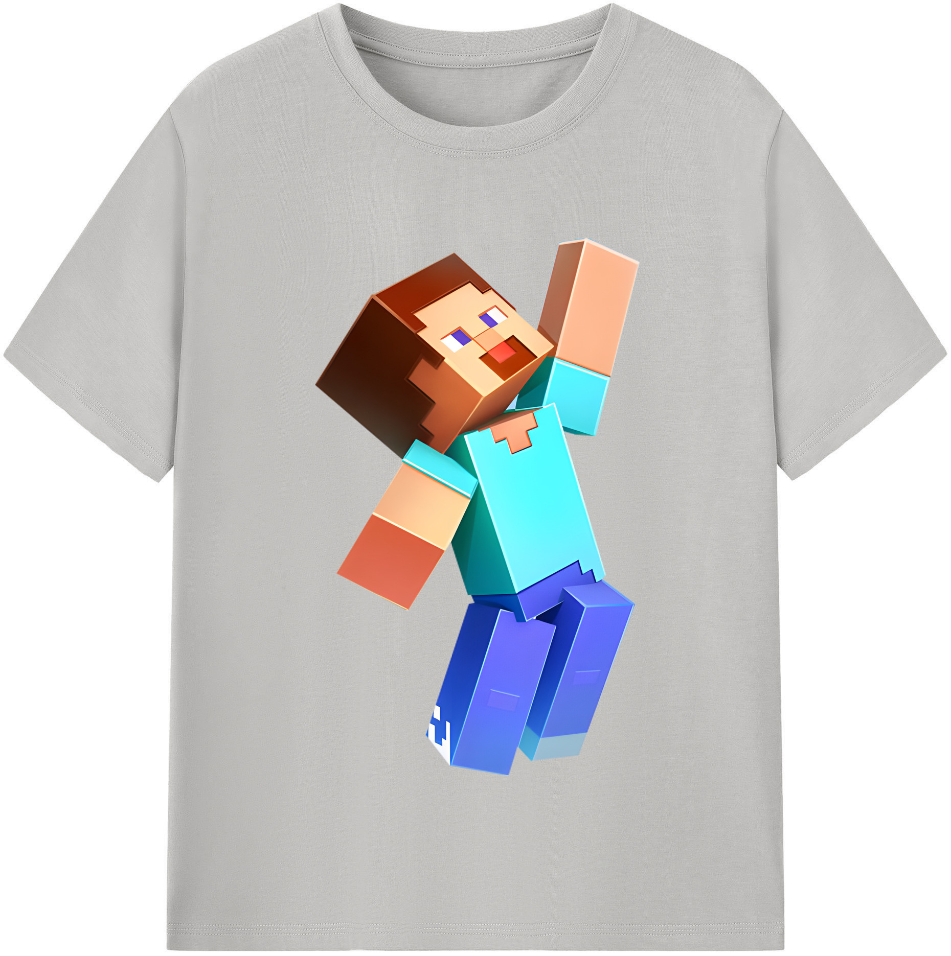 （画像用） マインクラフト ブロックの世界 Minecraft MC Block world 綿100％半袖Tシャツ（フロントプリント）