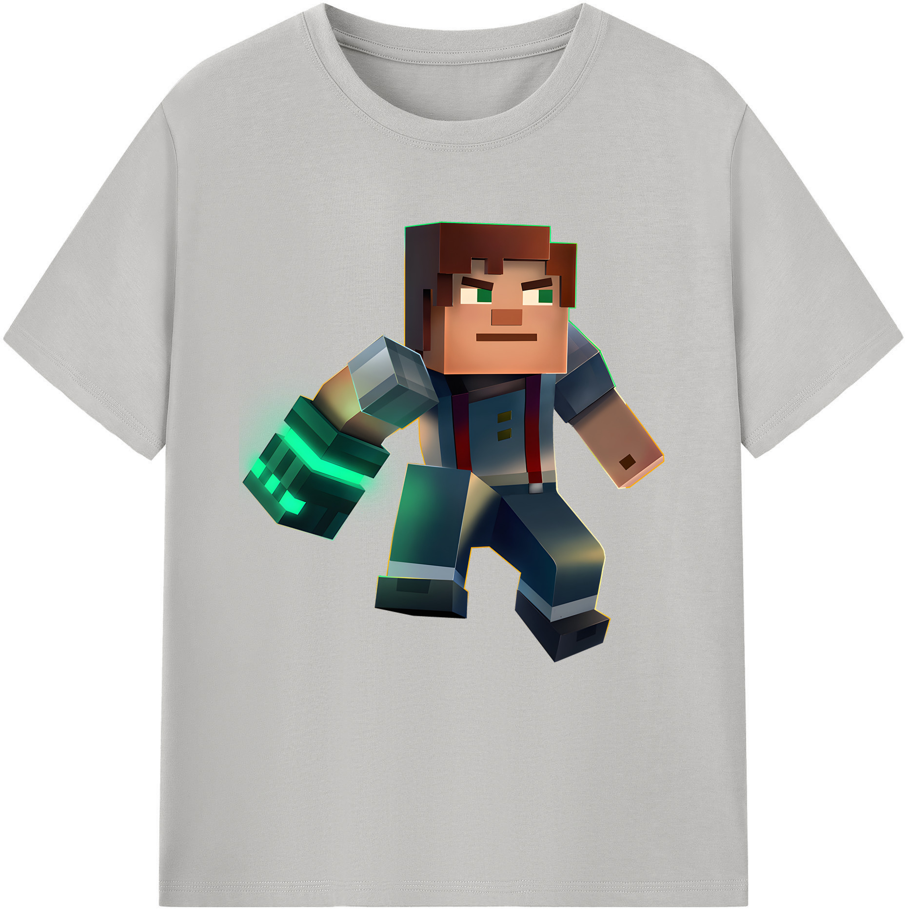 （画像用） マインクラフト ブロックの世界 Minecraft MC Block world 綿100％半袖Tシャツ（フロントプリント）