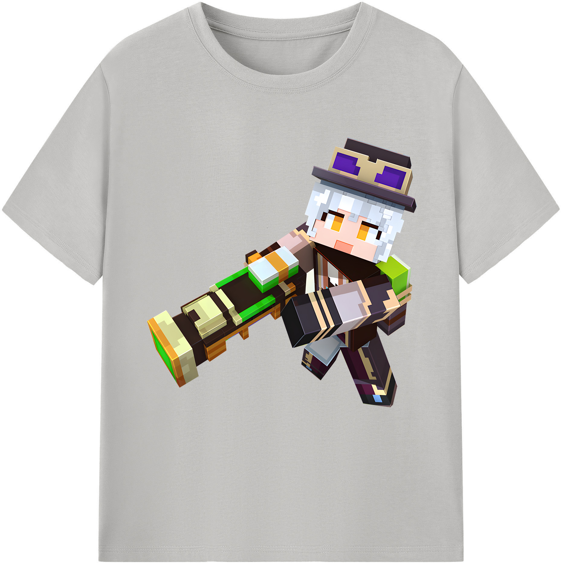 （画像用） マインクラフト ブロックの世界 Minecraft MC Block world 綿100％半袖Tシャツ（フロントプリント）