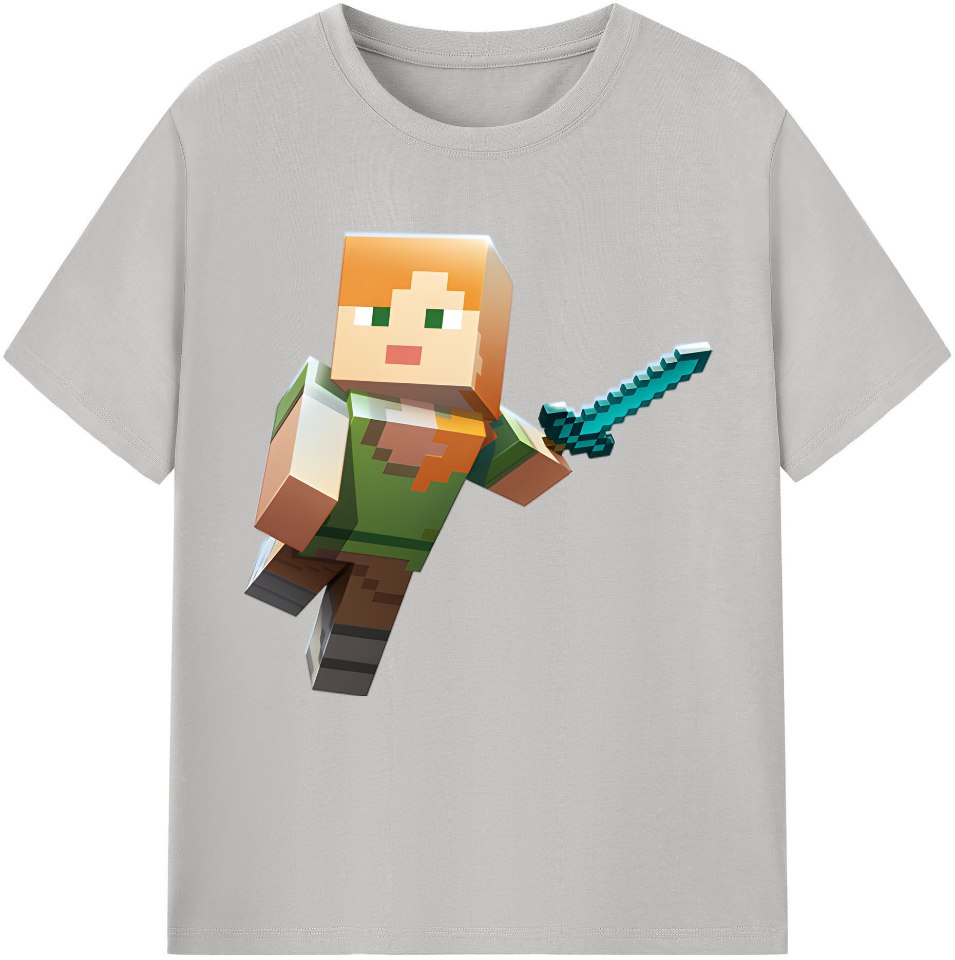 （画像用） マインクラフト ブロックの世界 Minecraft MC Block world 綿100％半袖Tシャツ（フロントプリント）