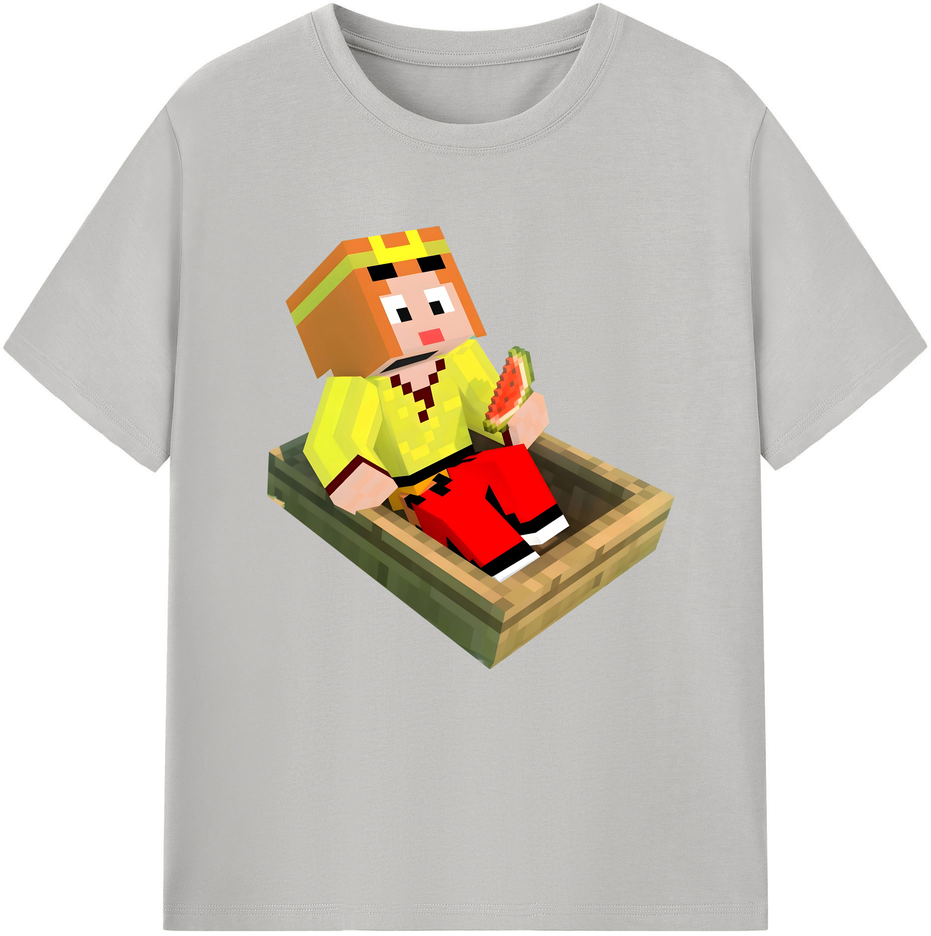 （画像用） マインクラフト ブロックの世界 Minecraft MC Block world 綿100％半袖Tシャツ（フロントプリント）