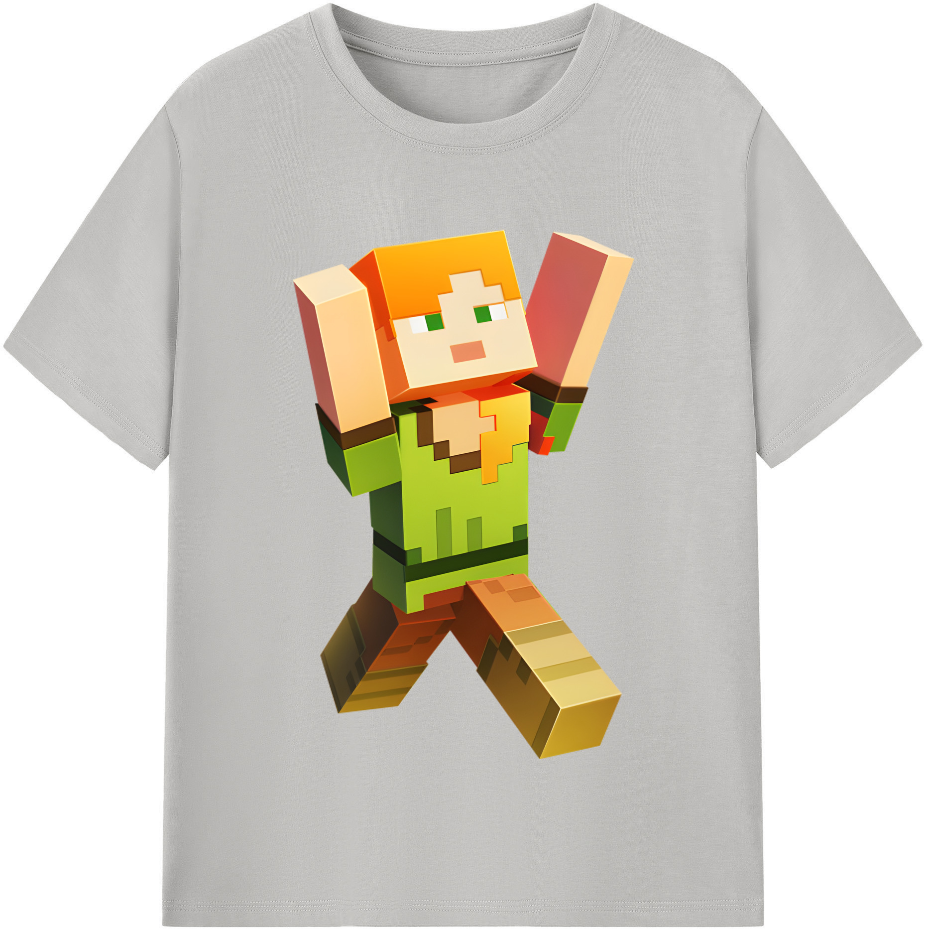 （画像用） マインクラフト ブロックの世界 Minecraft MC Block world 綿100％半袖Tシャツ（フロントプリント）