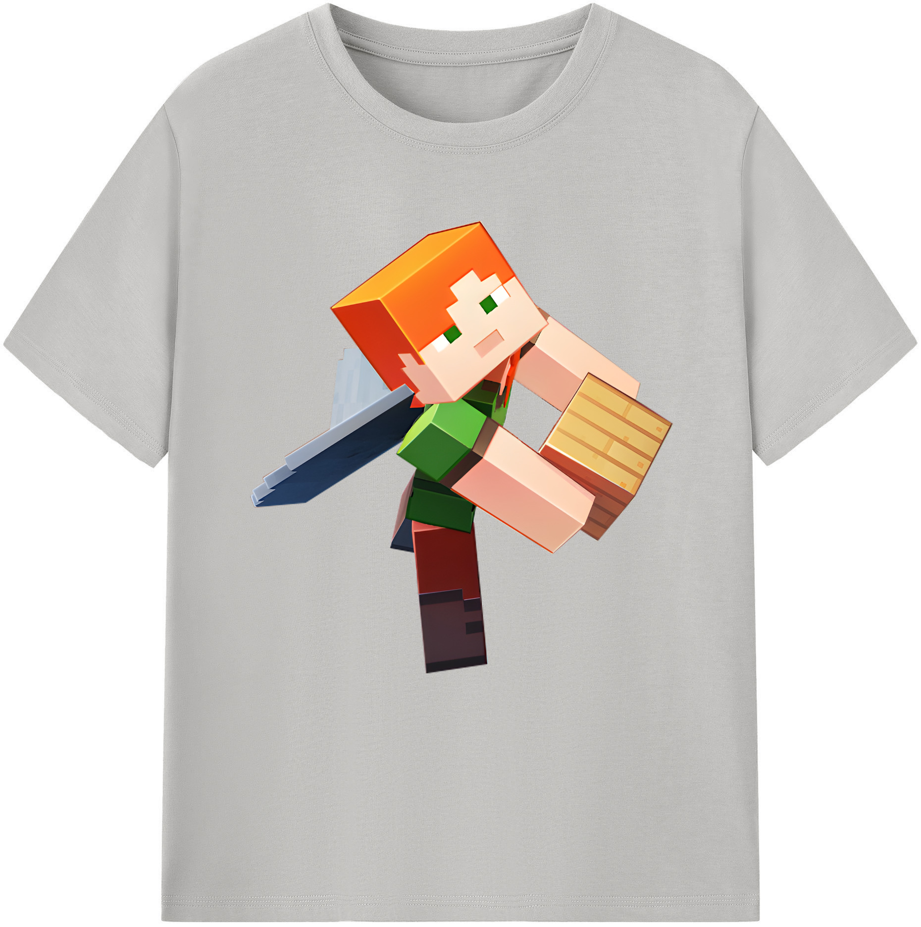 （画像用） マインクラフト ブロックの世界 Minecraft MC Block world 綿100％半袖Tシャツ（フロントプリント）