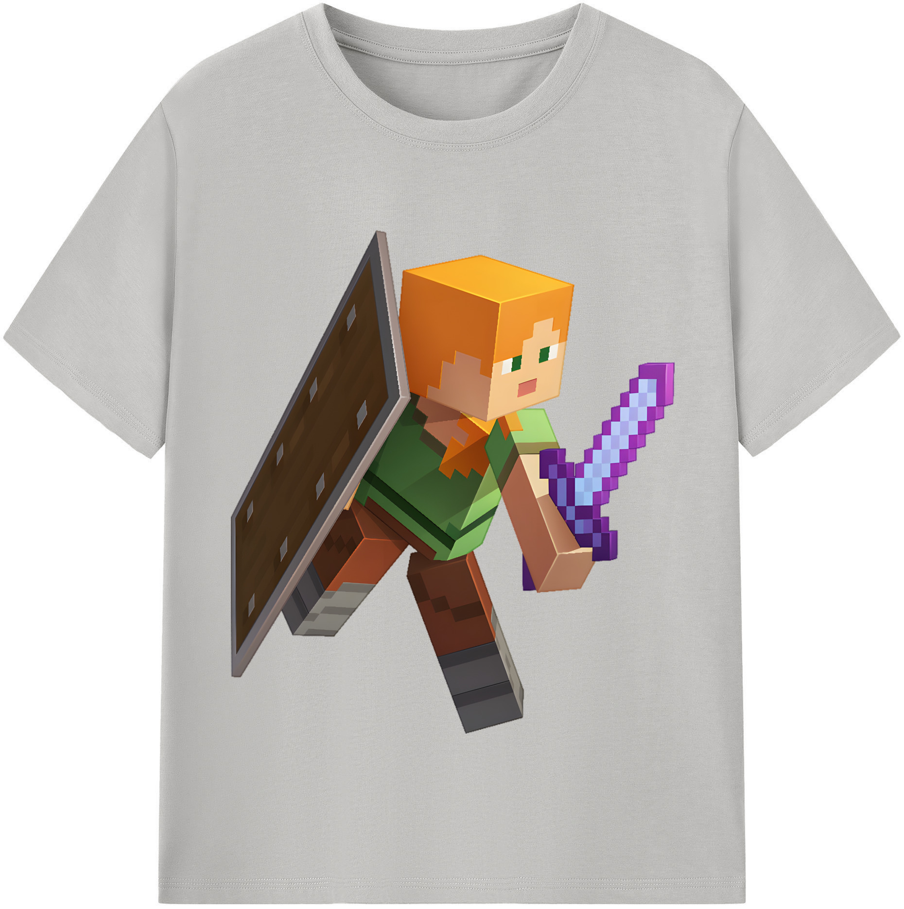 （画像用） マインクラフト ブロックの世界 Minecraft MC Block world 綿100％半袖Tシャツ（フロントプリント）