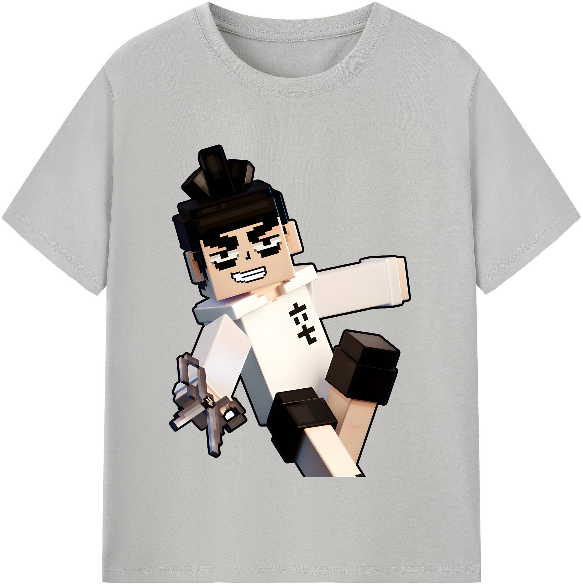 （画像用） マインクラフト ブロックの世界 Minecraft MC Block world 綿100％半袖Tシャツ（フロントプリント）