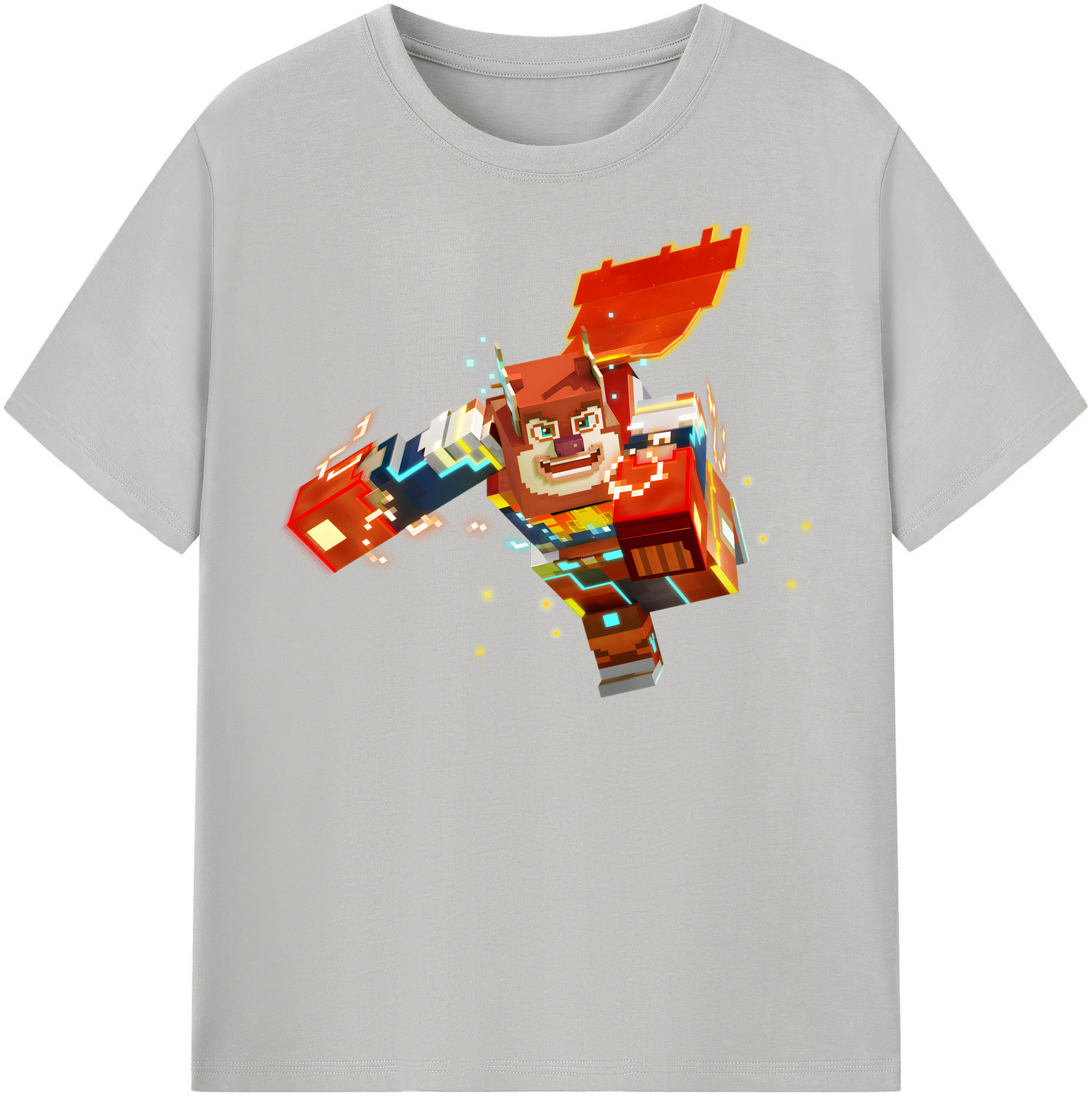 （画像用） マインクラフト ブロックの世界 Minecraft MC Block world 綿100％半袖Tシャツ（フロントプリント）