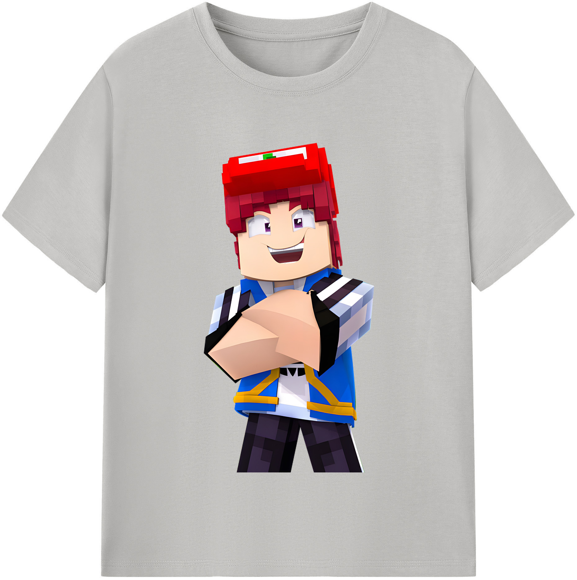 （画像用） マインクラフト ブロックの世界 Minecraft MC Block world 綿100％半袖Tシャツ（フロントプリント）