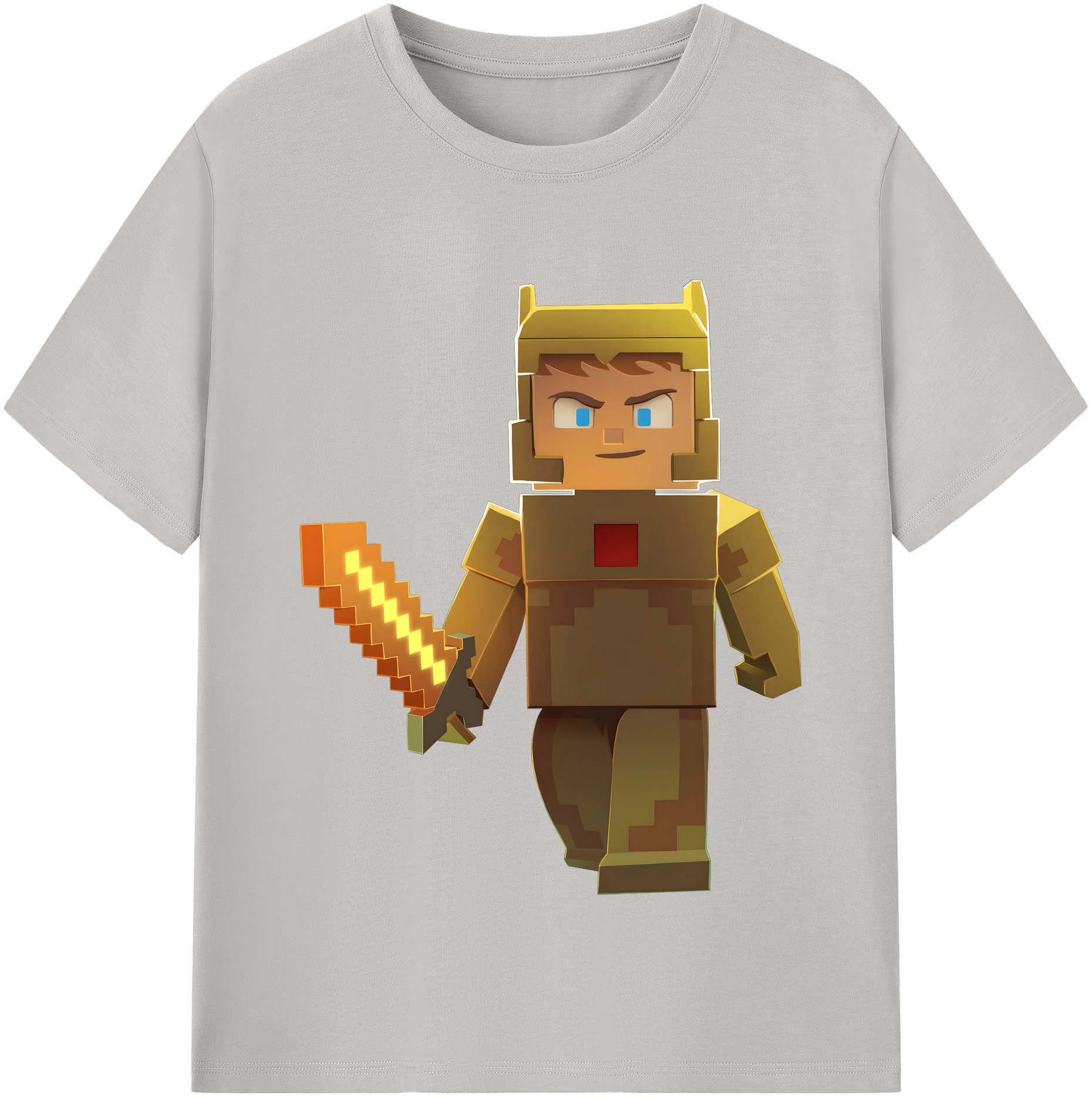 （画像用） マインクラフト ブロックの世界 Minecraft MC Block world 綿100％半袖Tシャツ（フロントプリント）