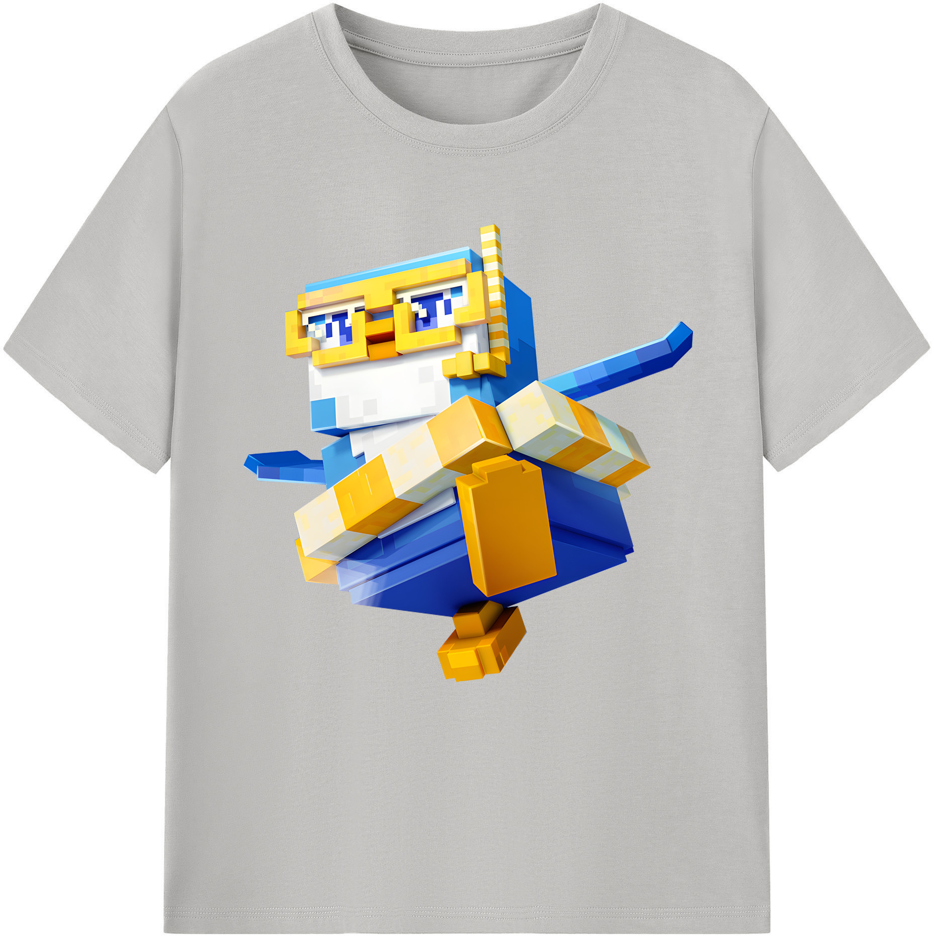 （画像用） マインクラフト ブロックの世界 Minecraft MC Block world 綿100％半袖Tシャツ（フロントプリント）